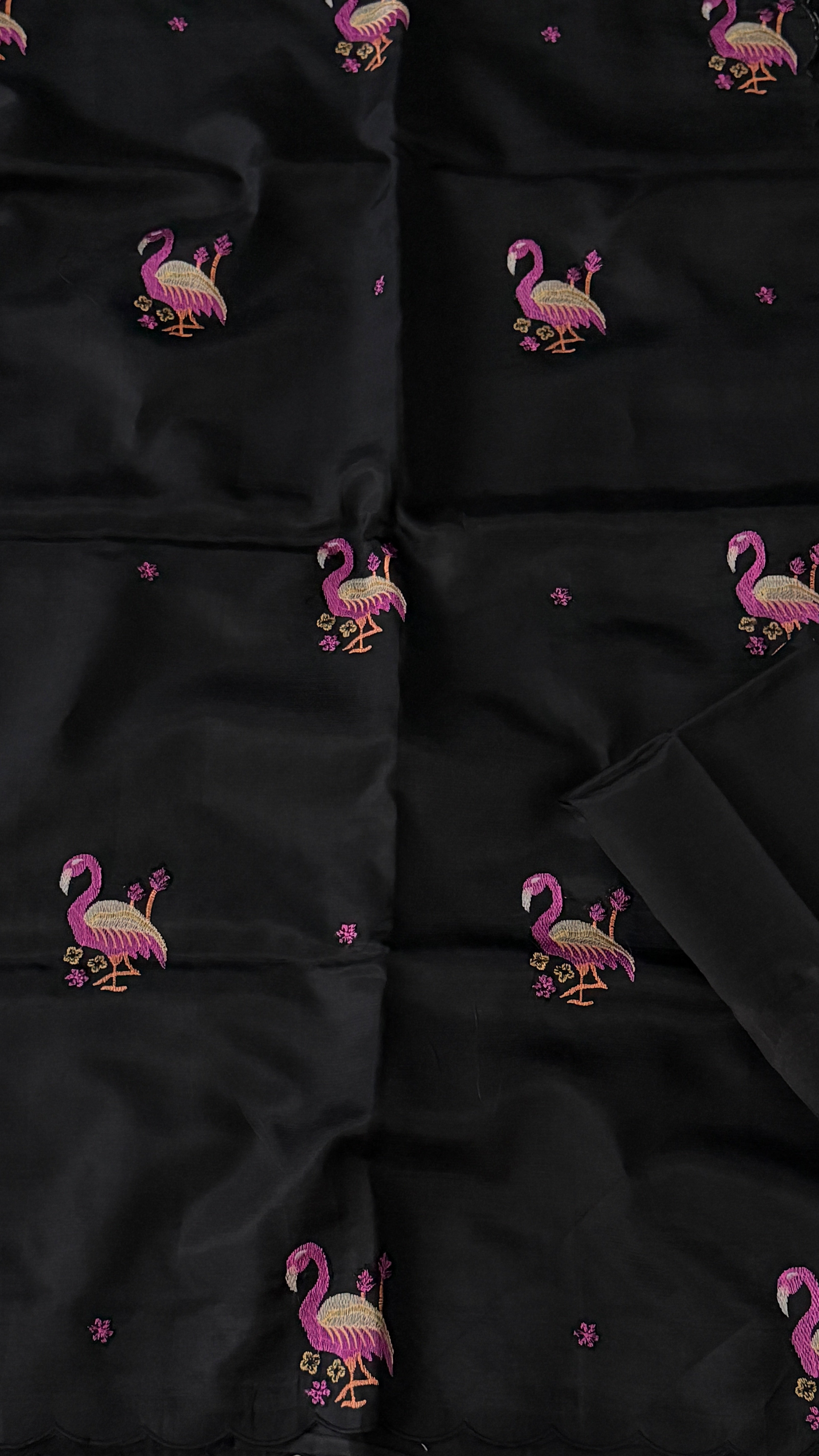 Black Flamingo Mangalagiri Silk Saree