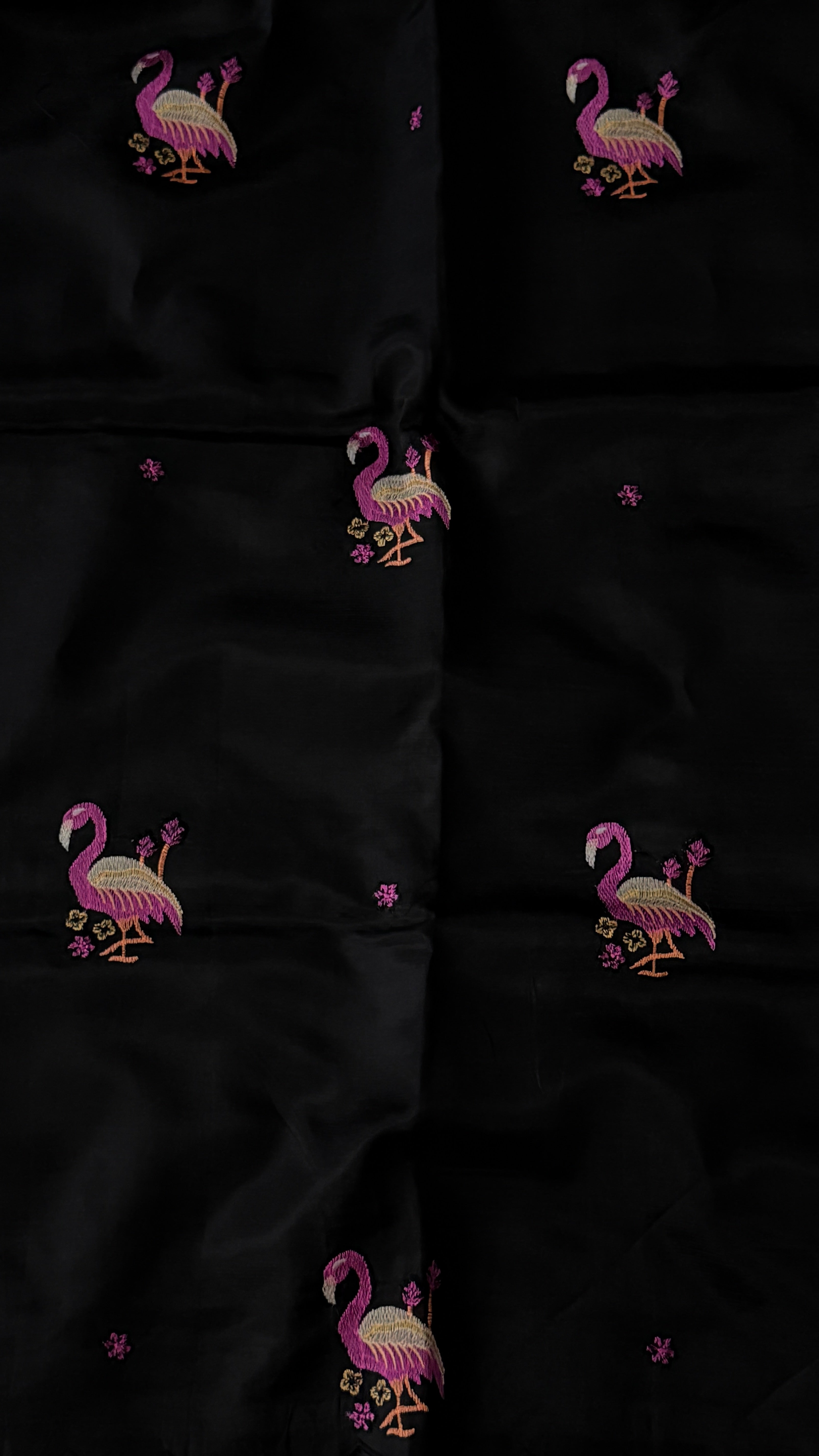 Black Flamingo Mangalagiri Silk Saree
