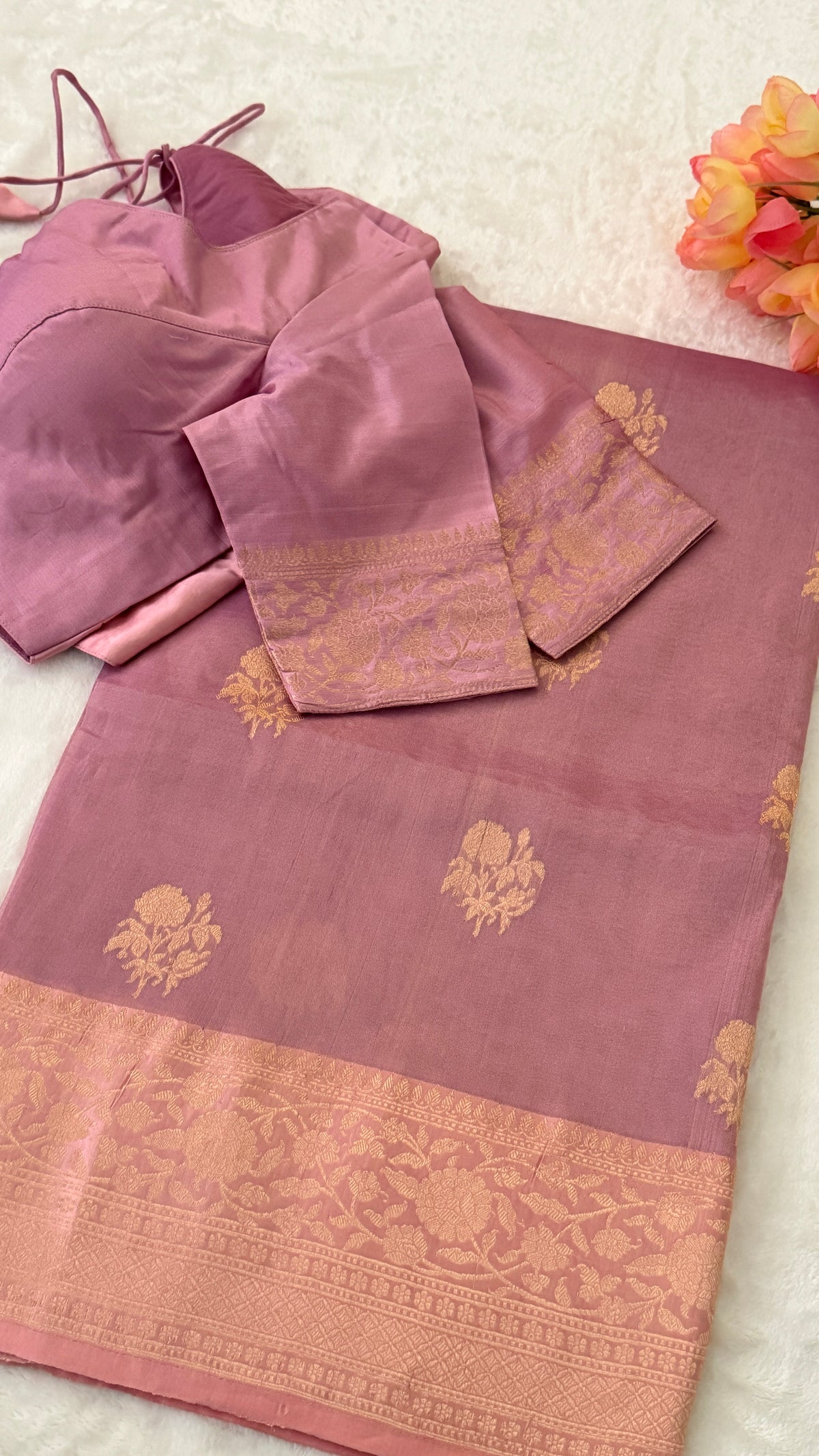 Mauve Beneras Tissue Silk Saree