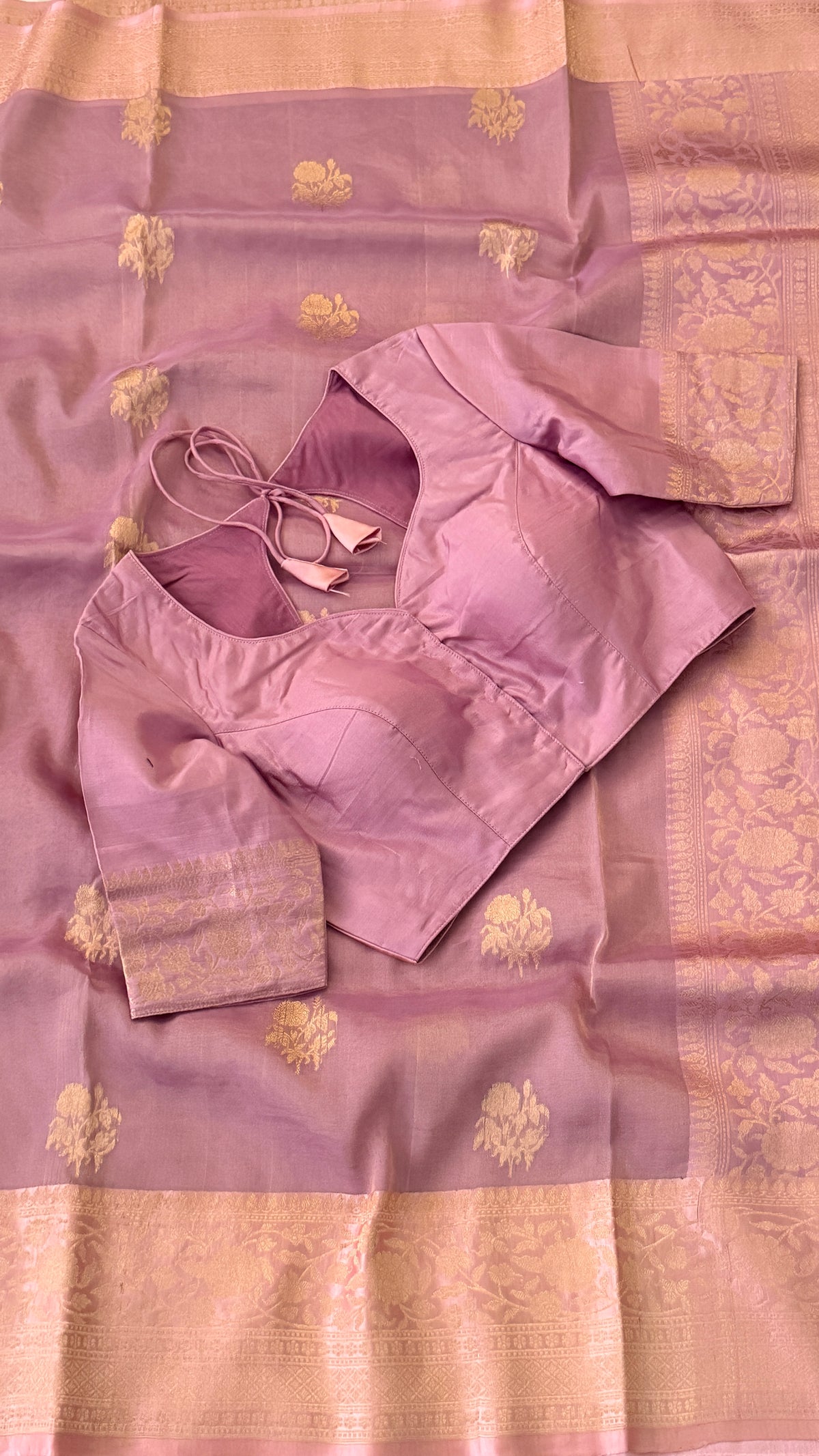 Mauve Beneras Tissue Silk Saree