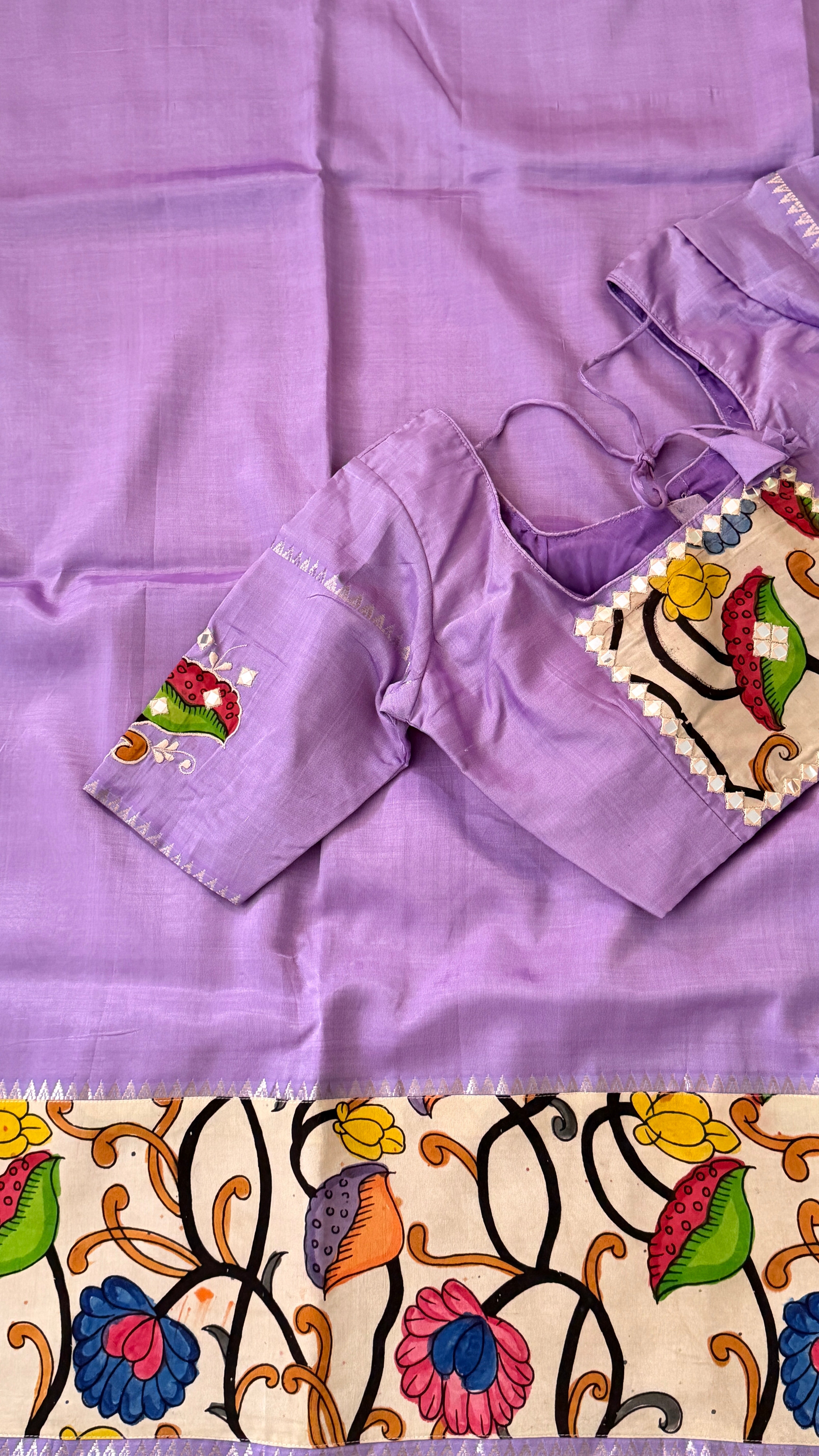 Lavender Kalamkari Mangalagiri Saree