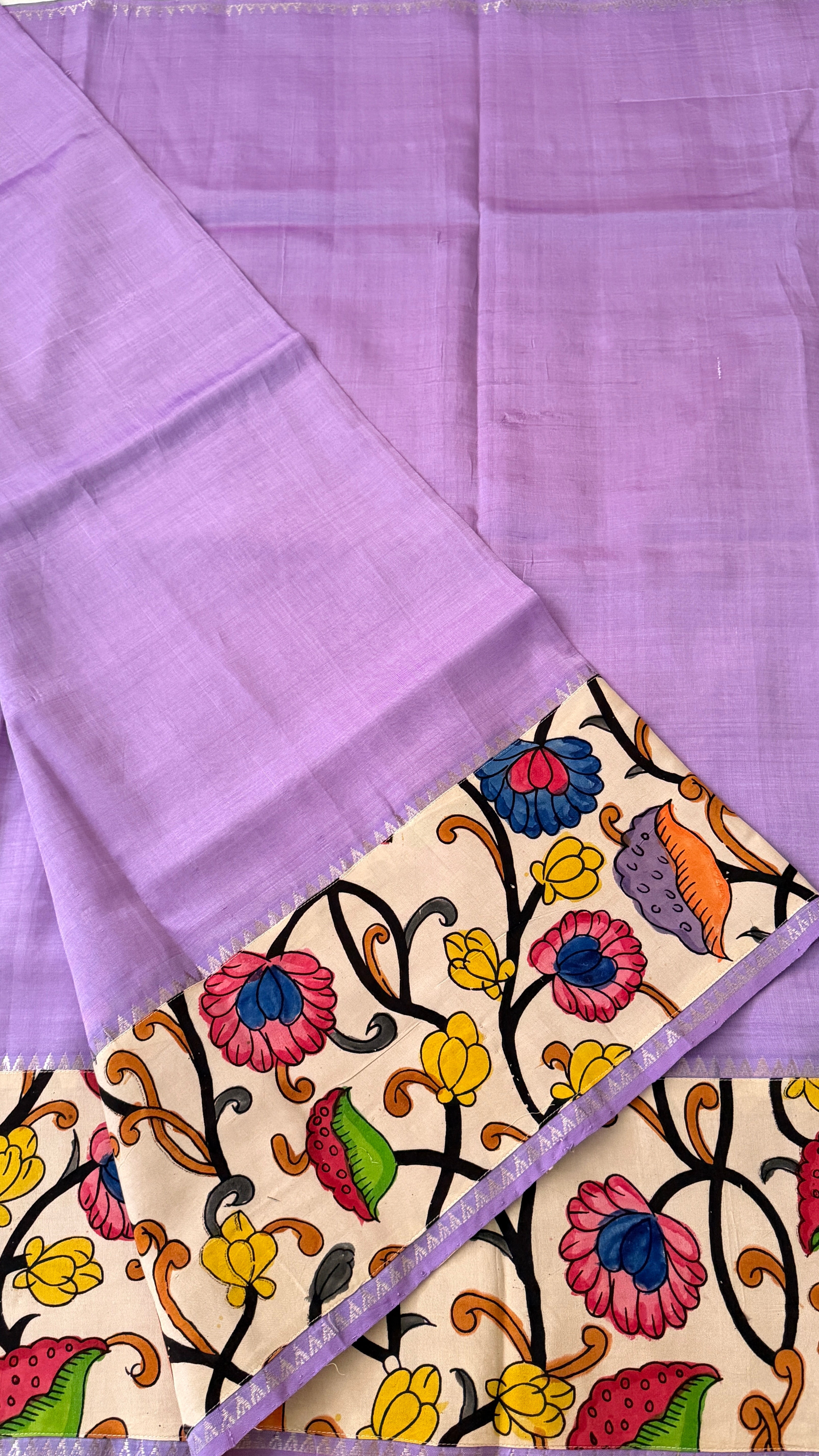 Lavender Kalamkari Mangalagiri Saree