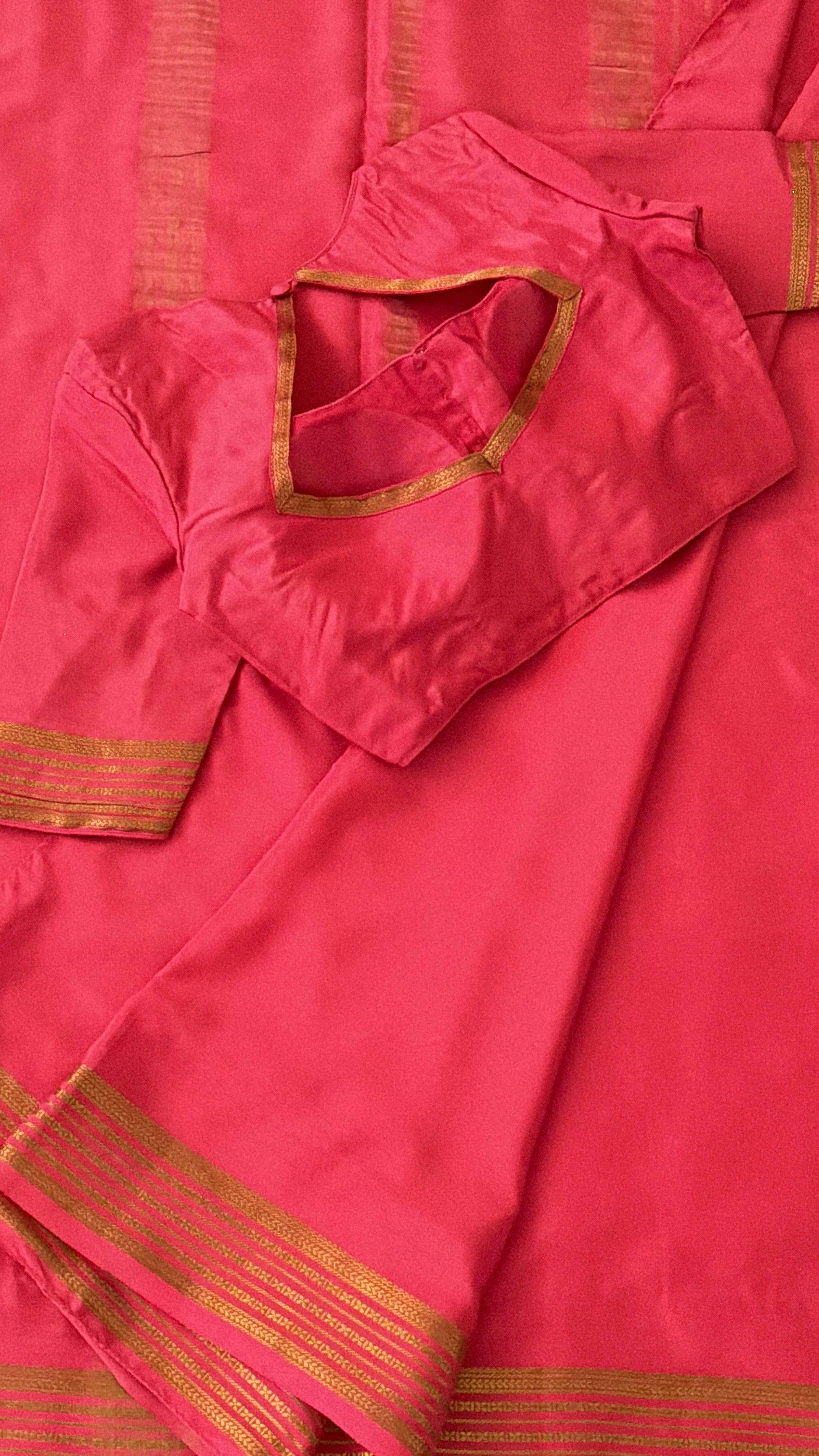 Peach Pink Mysore Silk Saree