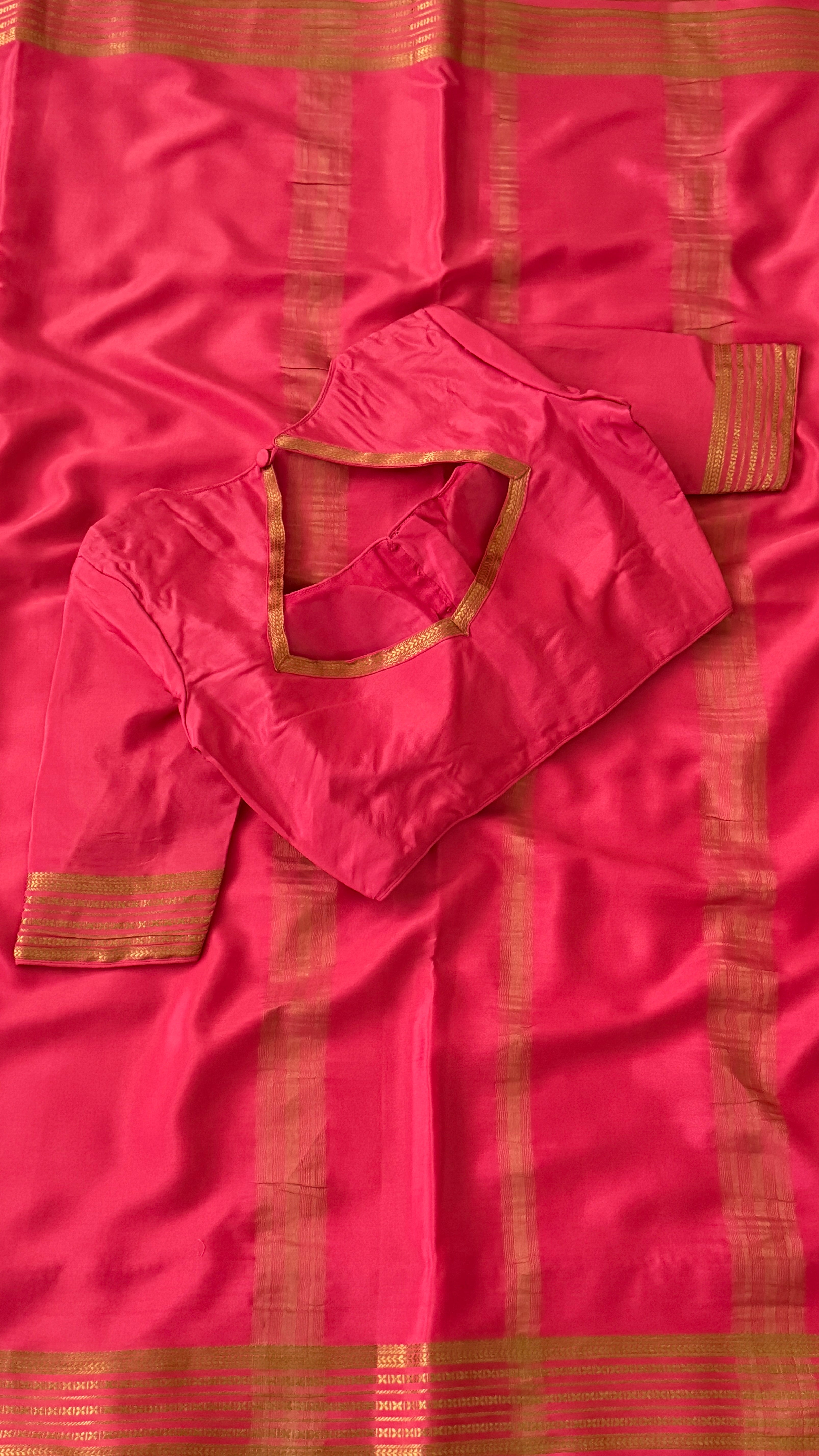 Peach Pink Mysore Silk Saree