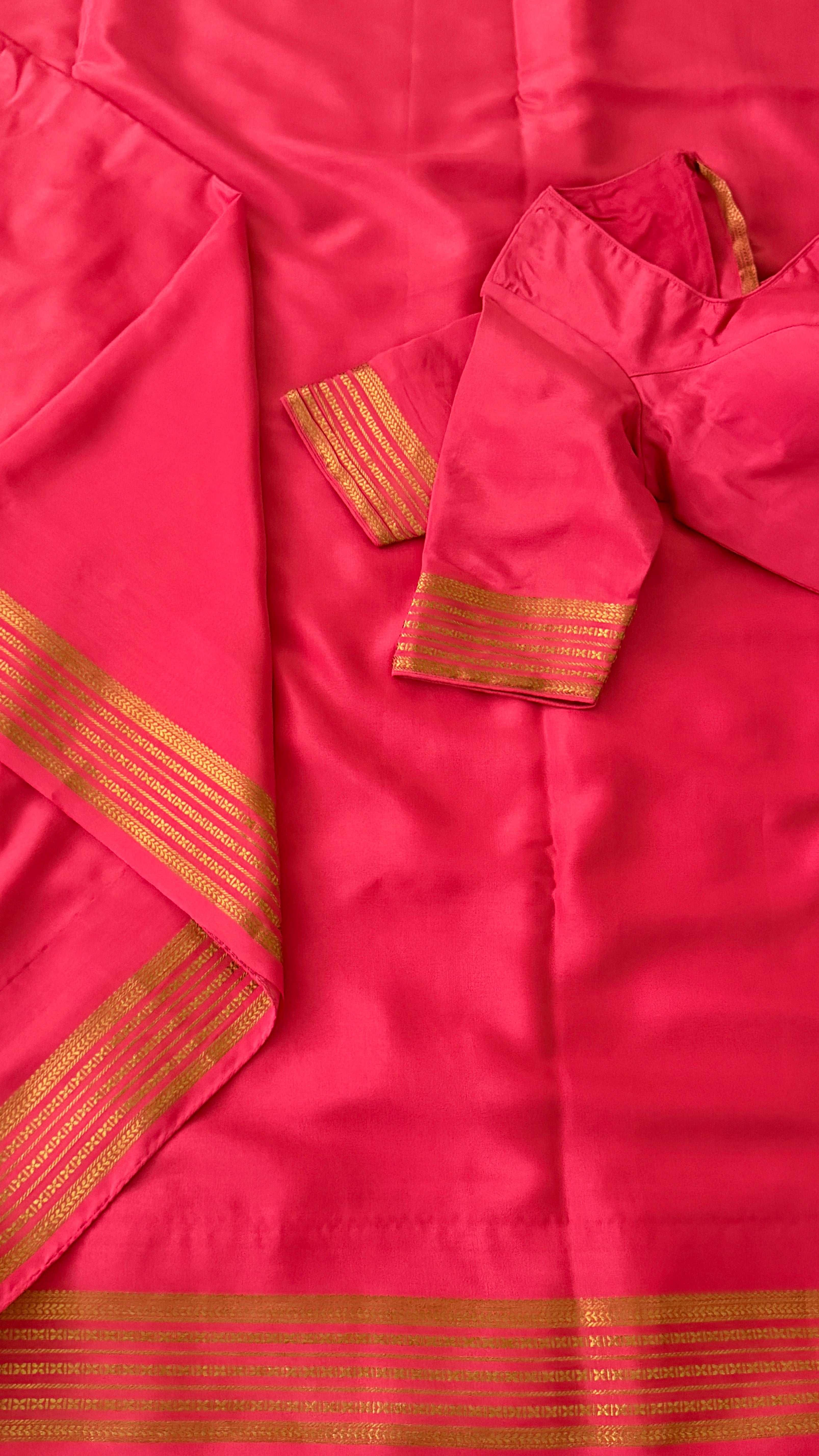 Peach Pink Mysore Silk Saree