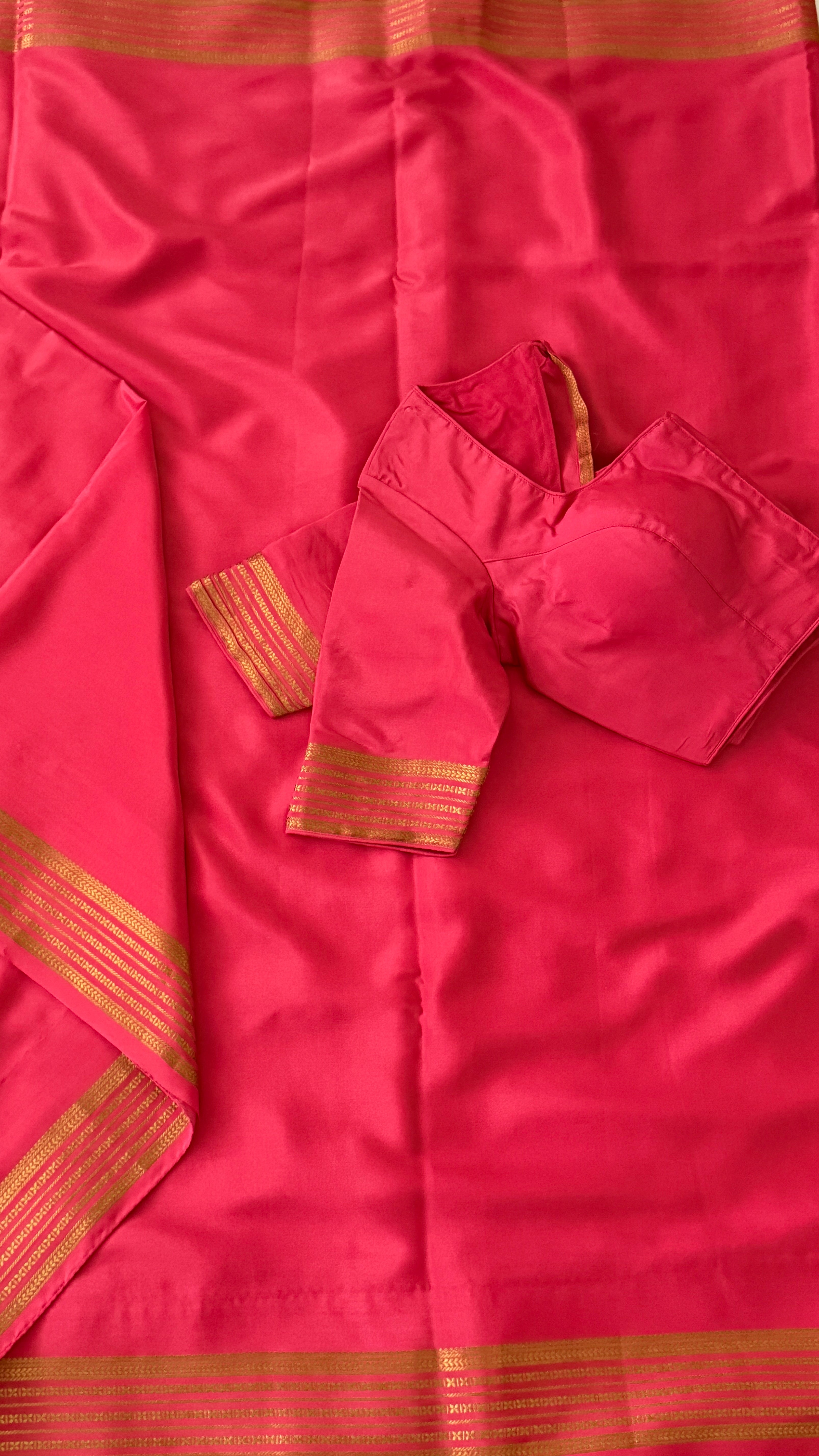 Peach Pink Mysore Silk Saree