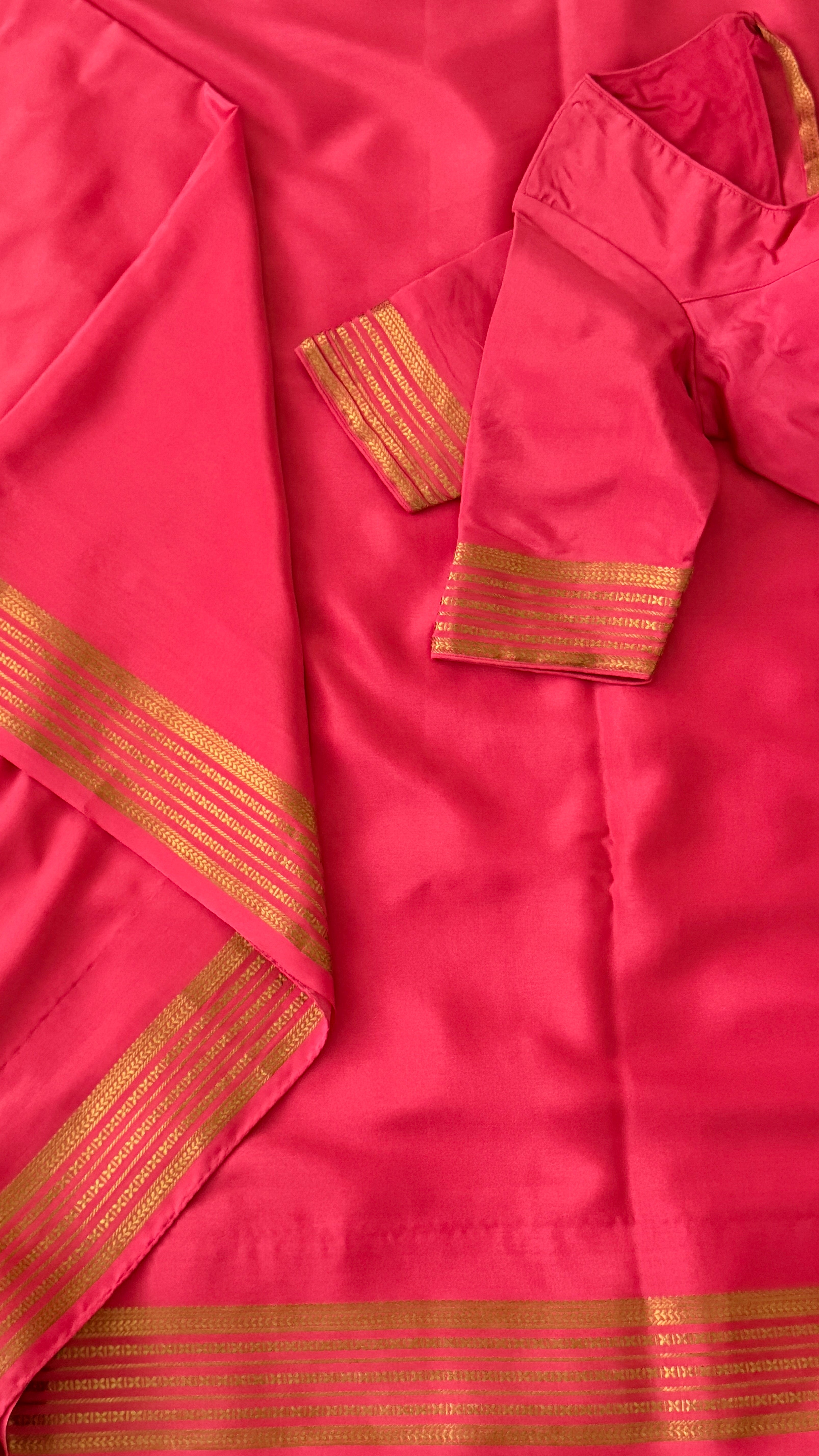 Peach Pink Mysore Silk Saree