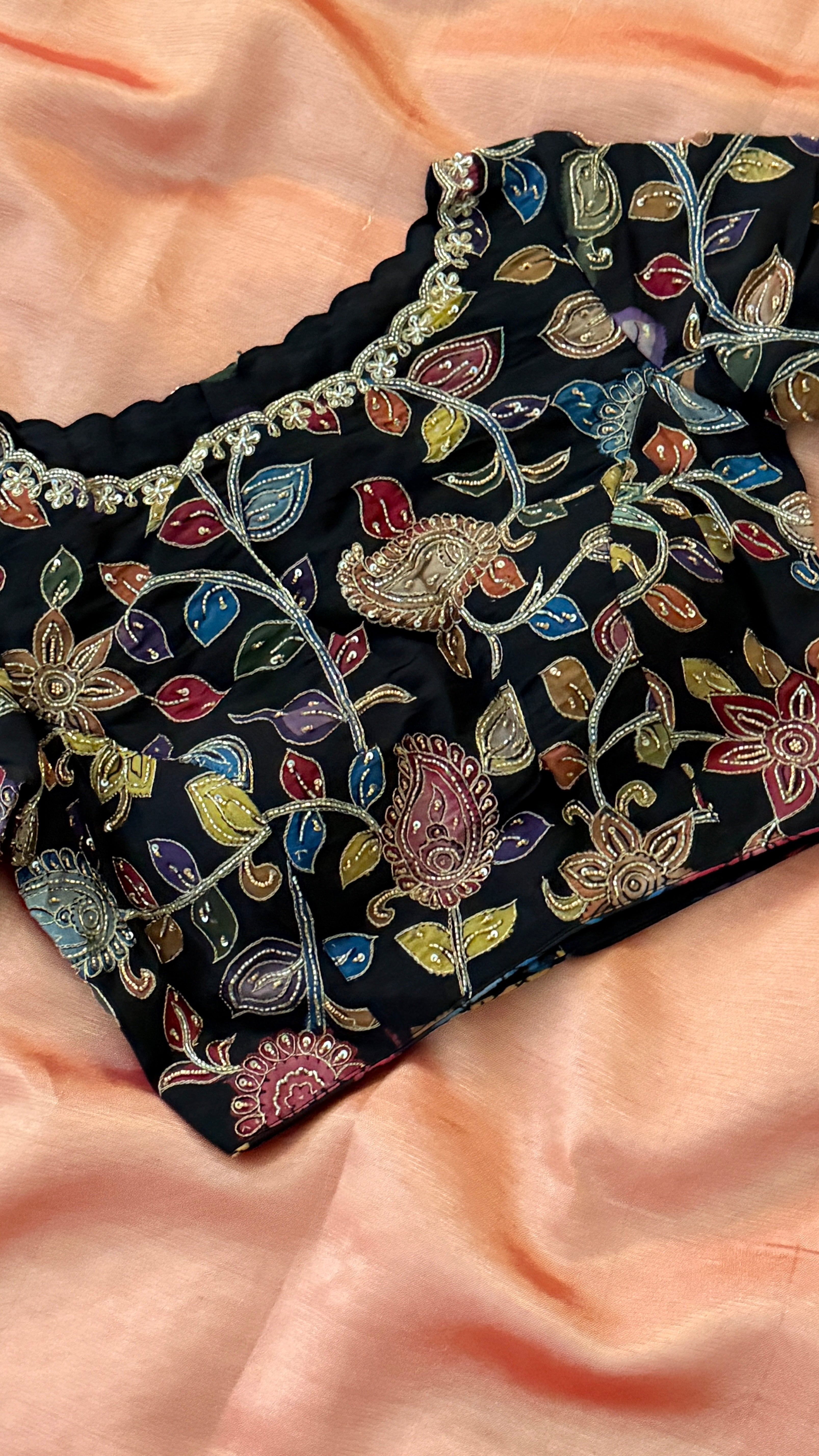 Black Pen-Kalamkari Multicolor Blouse
