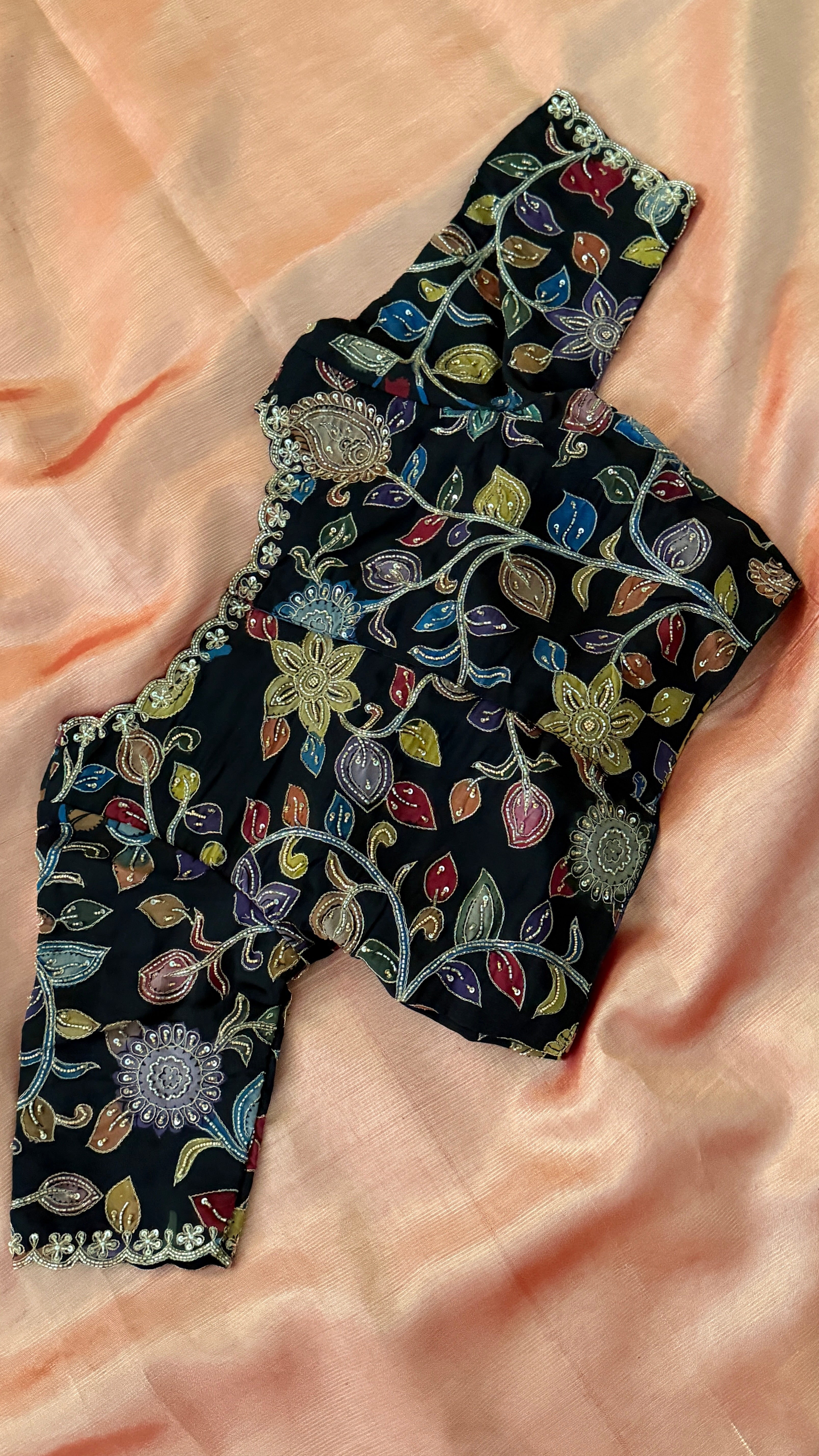 Black Pen-Kalamkari Multicolor Blouse