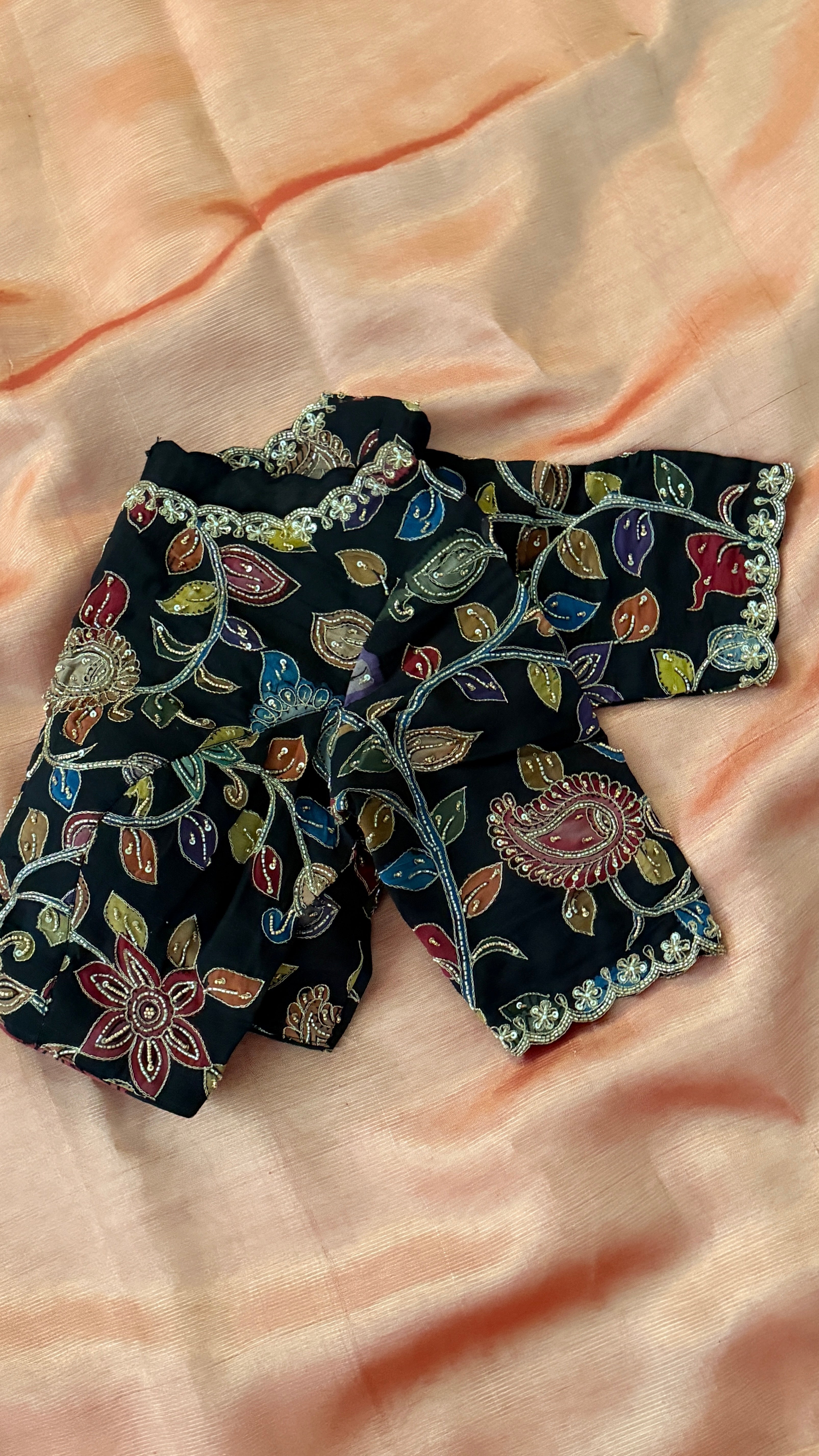 Black Pen-Kalamkari Multicolor Blouse