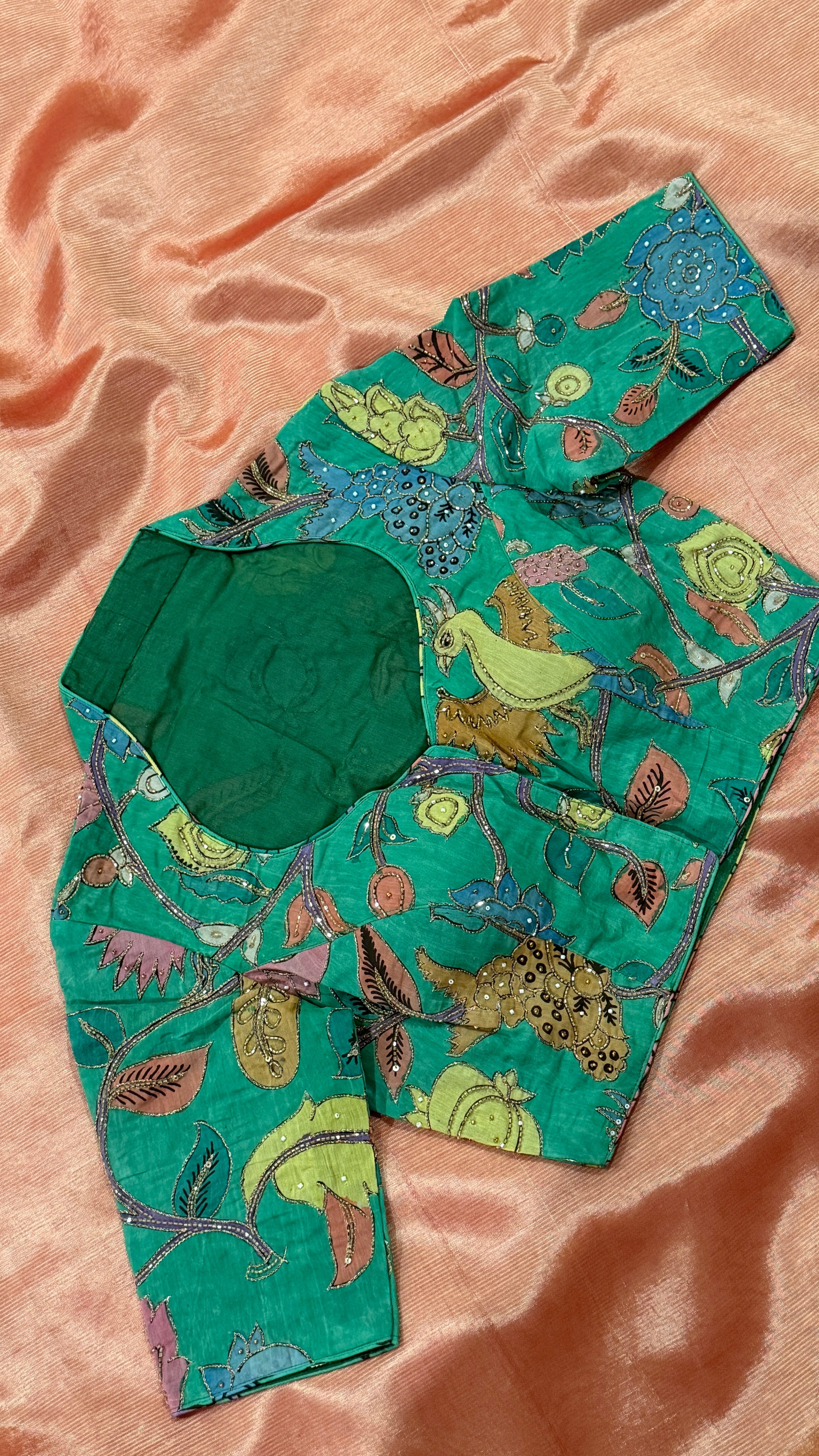 Green Pen-Kalamkari Blouse