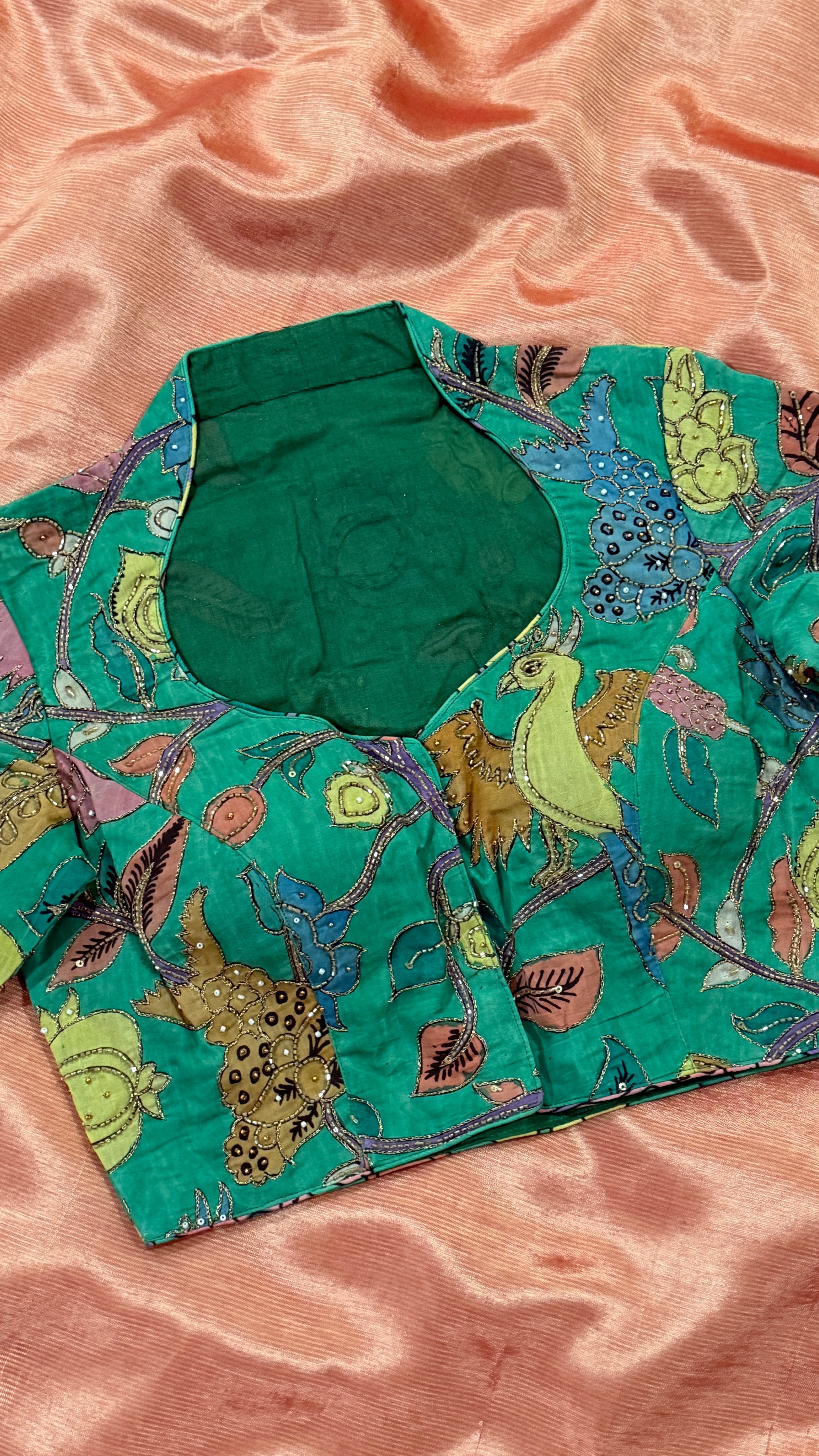 Green Pen-Kalamkari Blouse