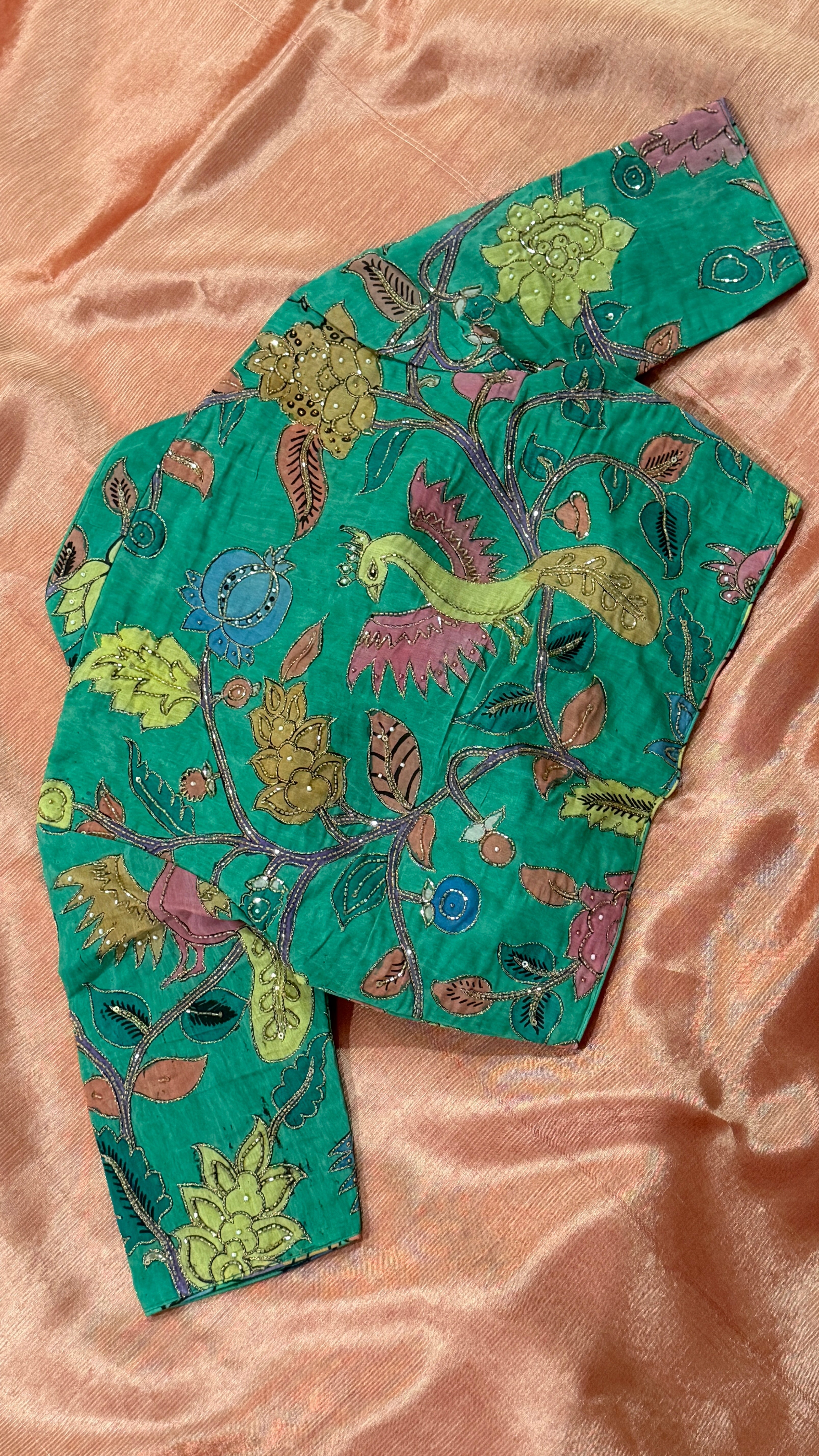 Green Pen-Kalamkari Blouse