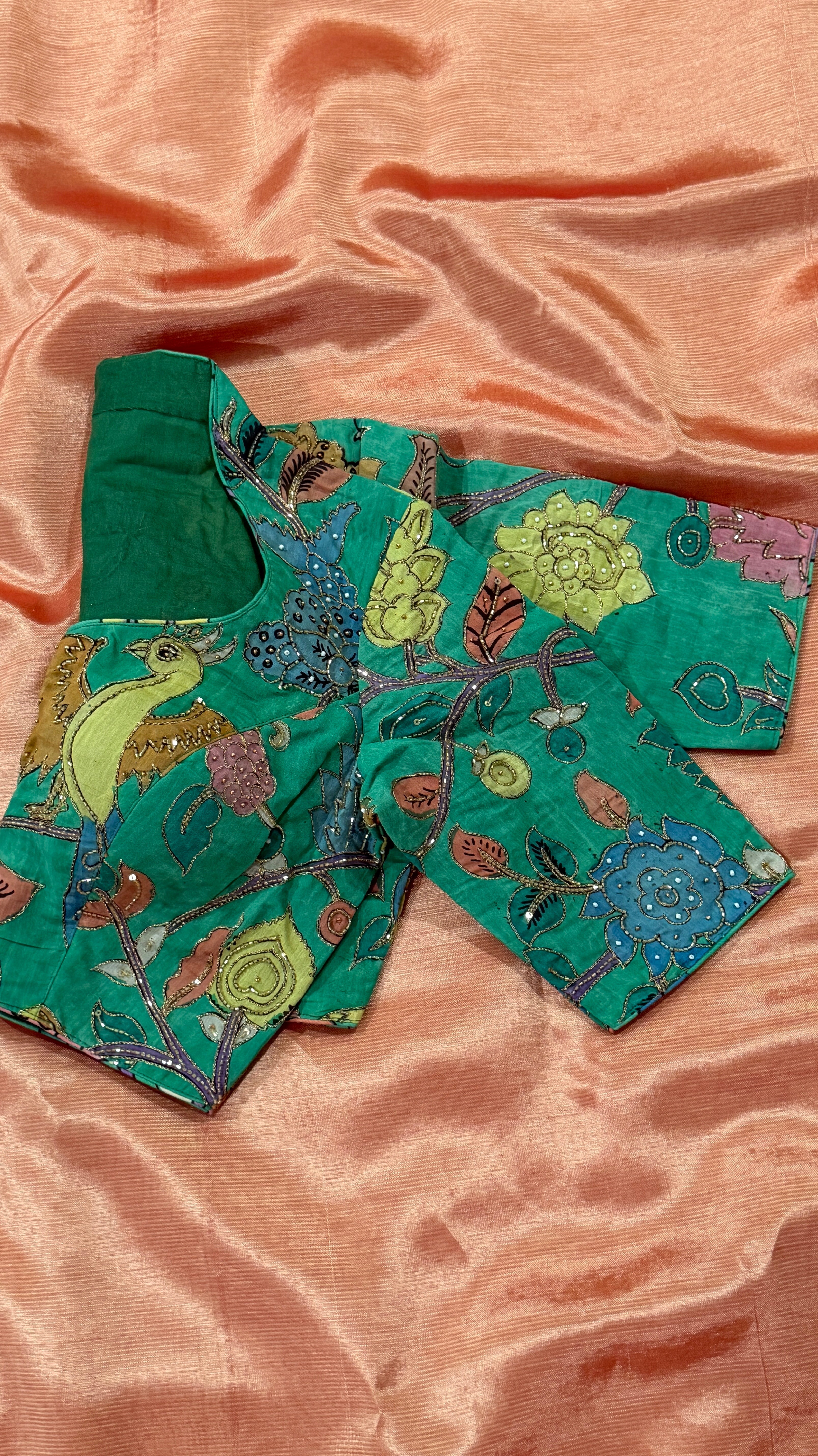 Green Pen-Kalamkari Blouse