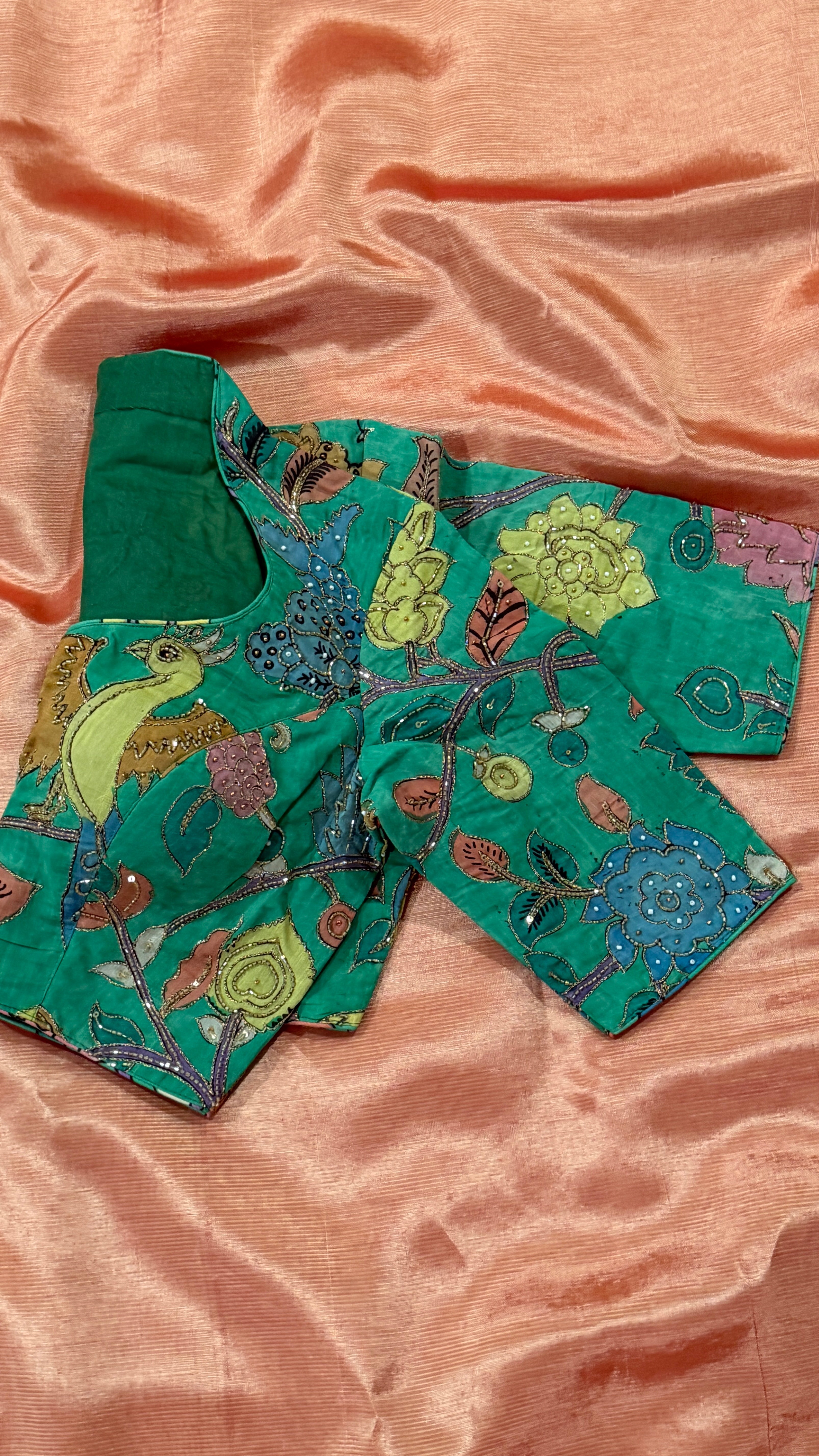 Green Pen-Kalamkari Blouse