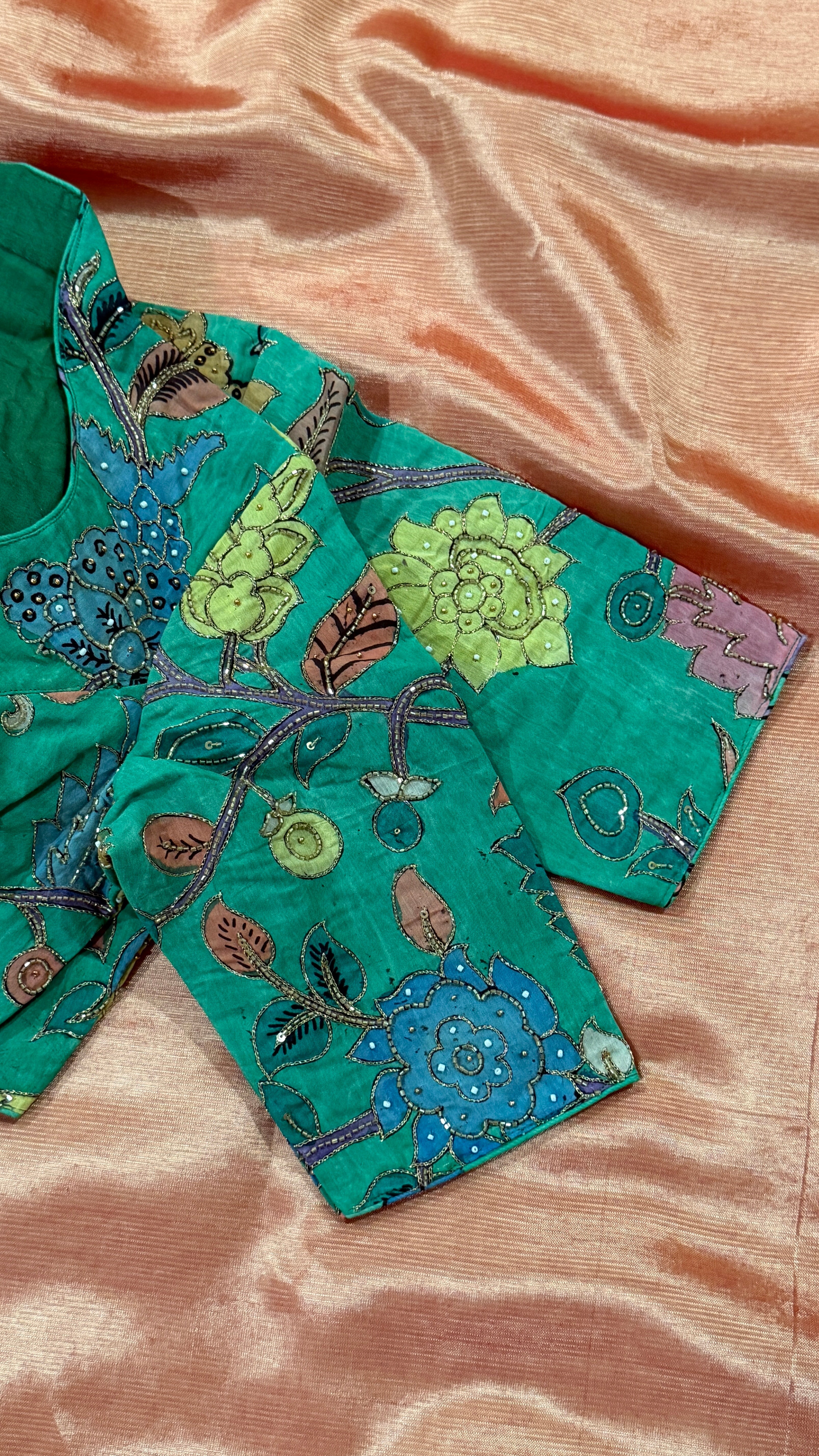 Green Pen-Kalamkari Blouse