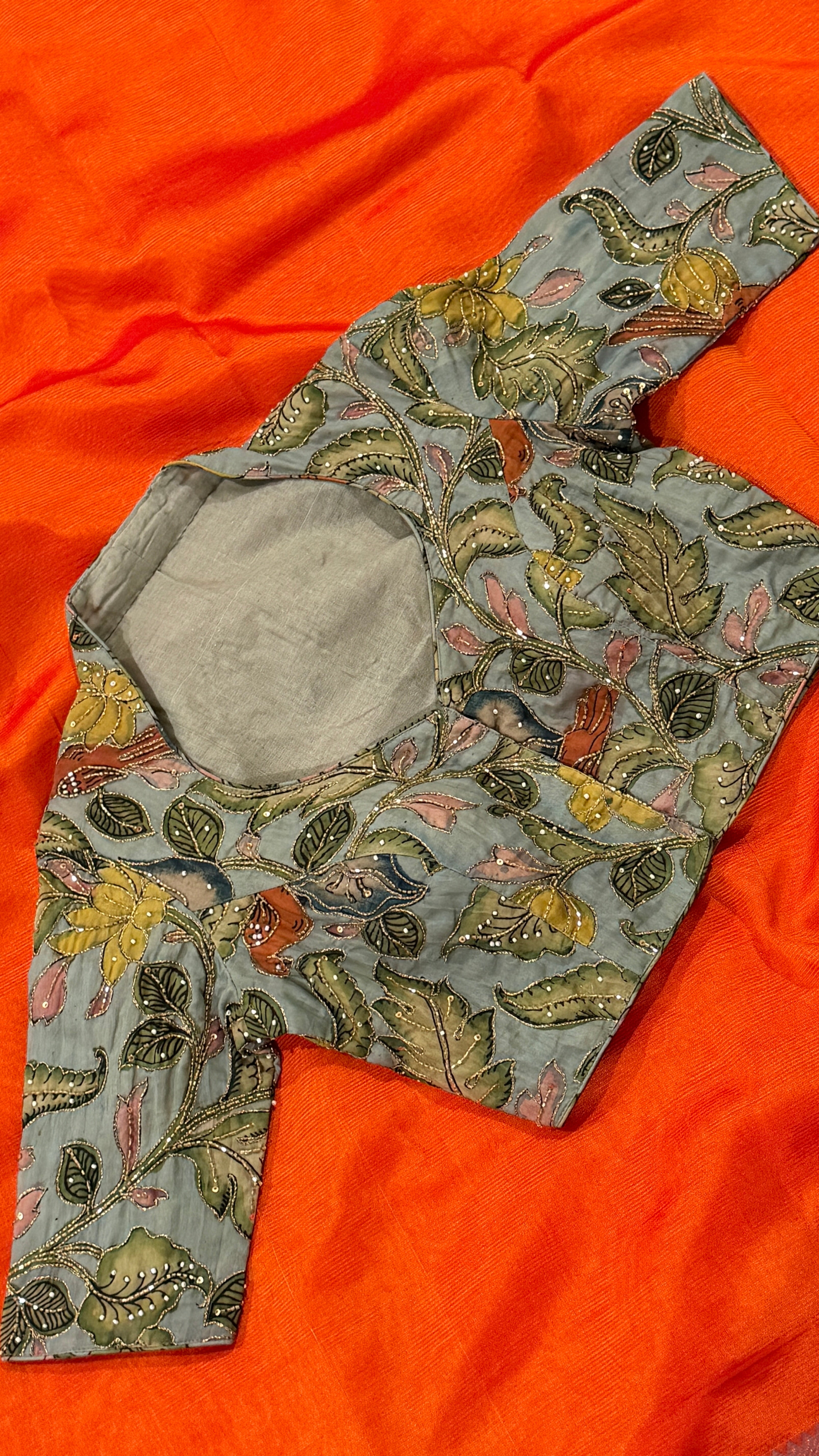 Light Blue Pen-Kalamkari Blouse