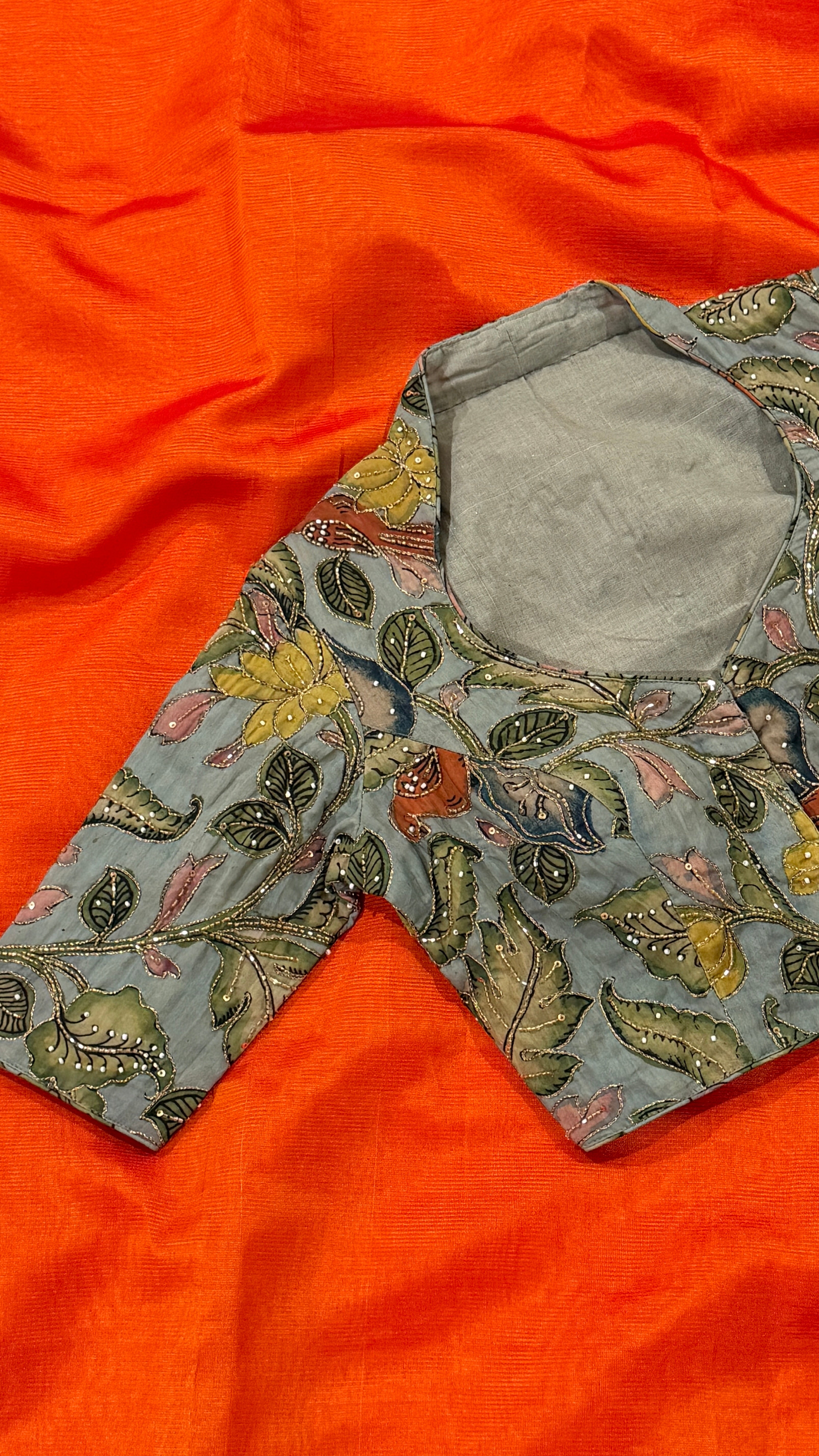 Light Blue Pen-Kalamkari Blouse