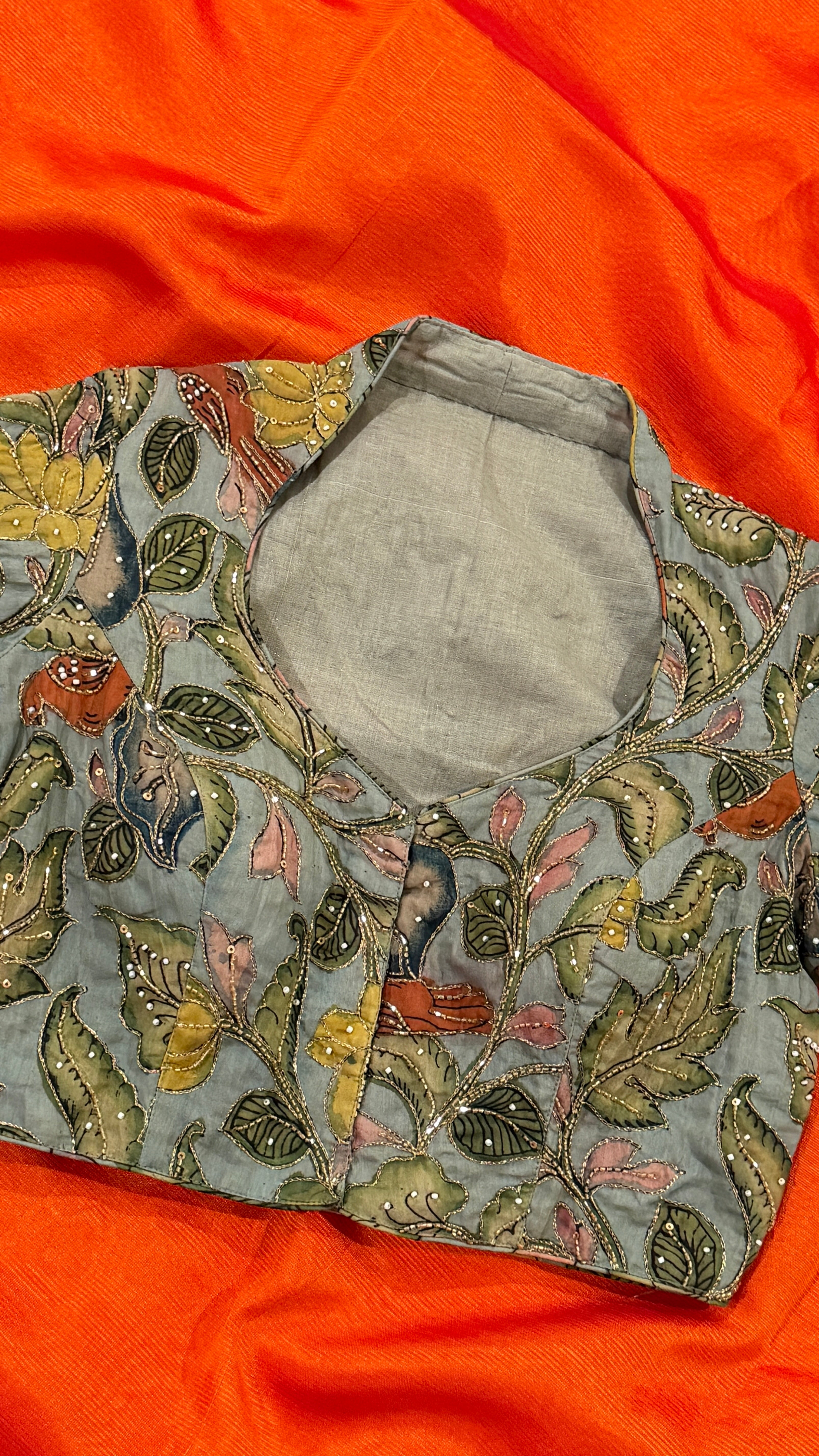 Light Blue Pen-Kalamkari Blouse