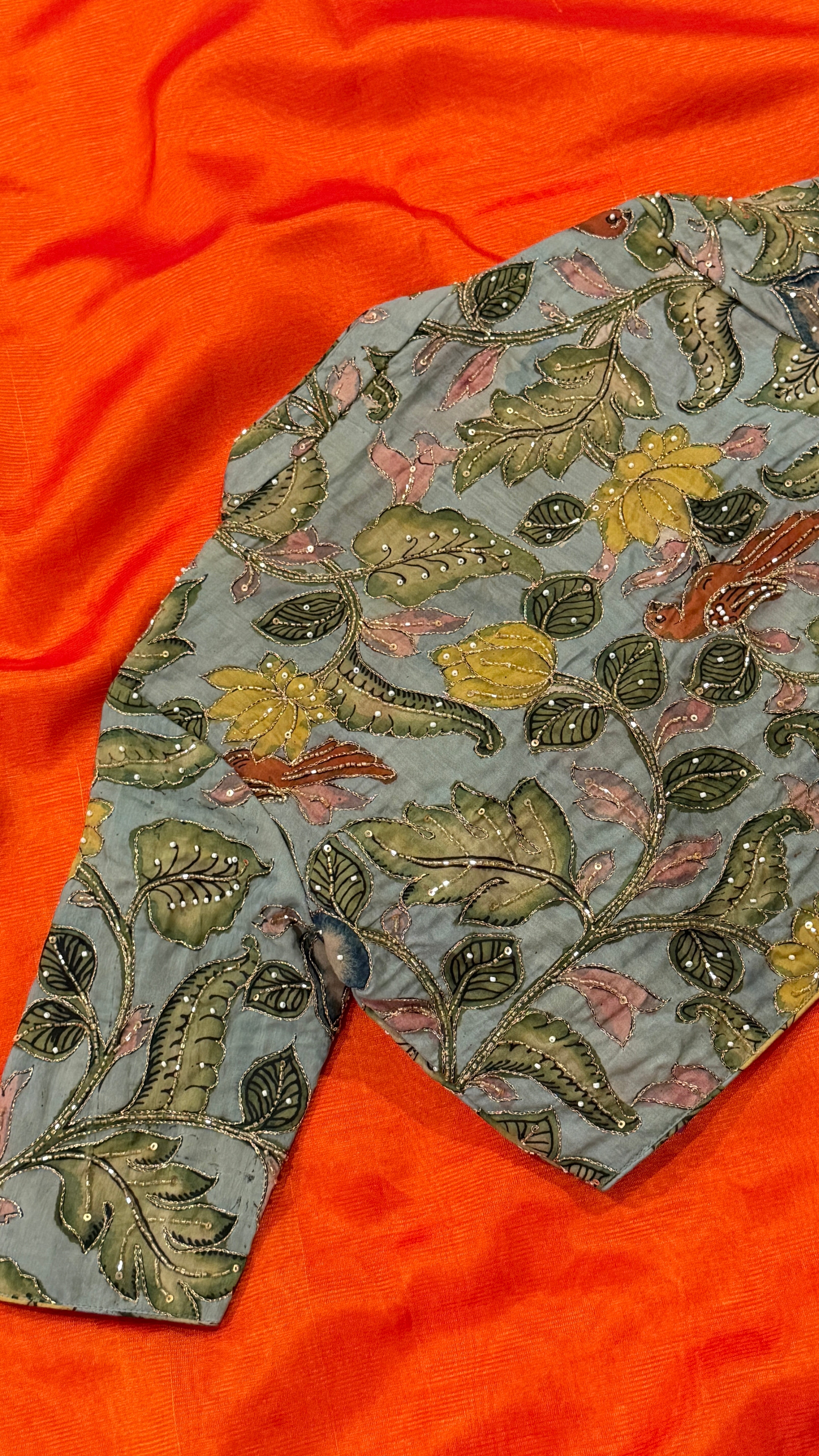 Light Blue Pen-Kalamkari Blouse