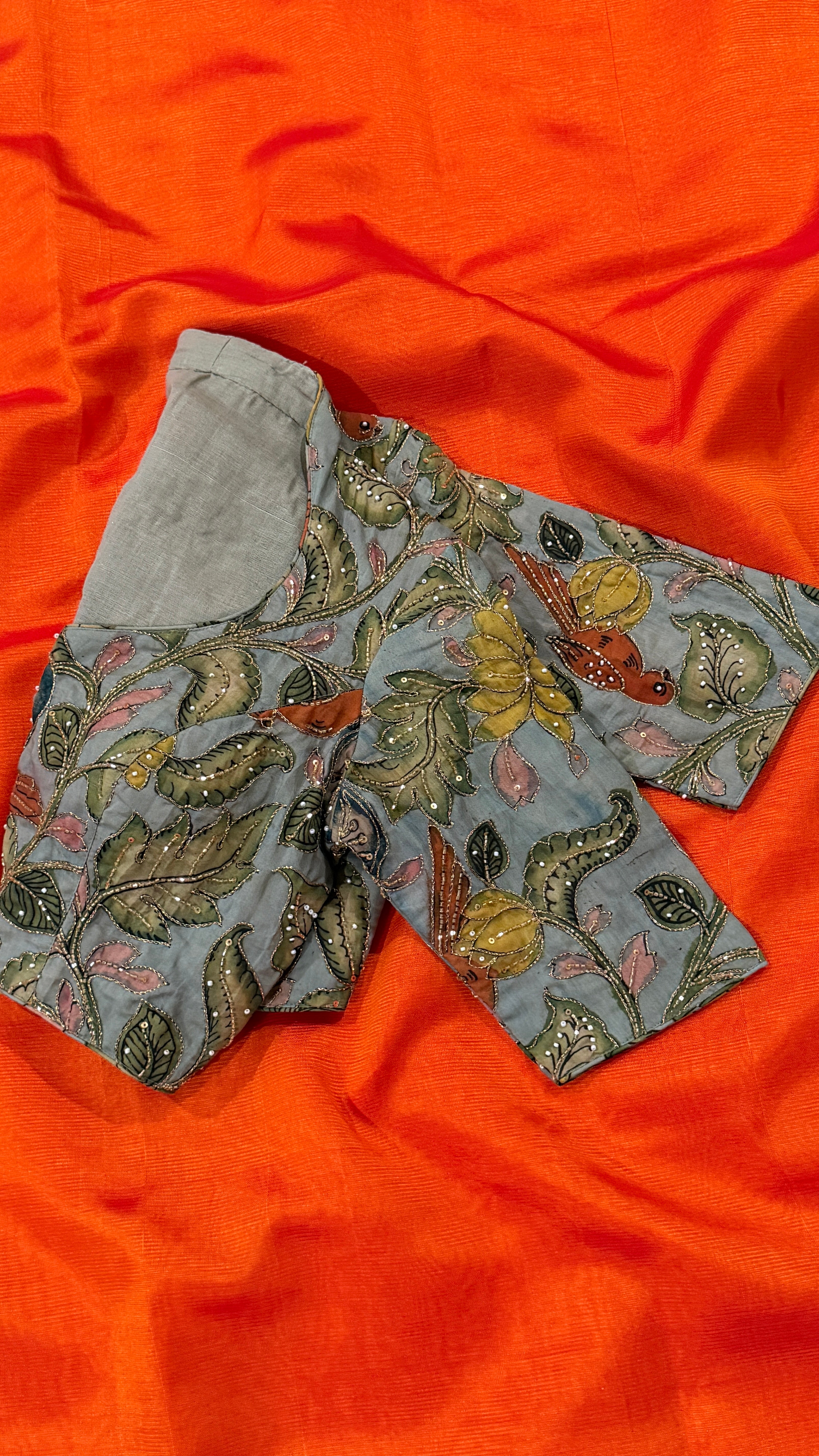 Light Blue Pen-Kalamkari Blouse