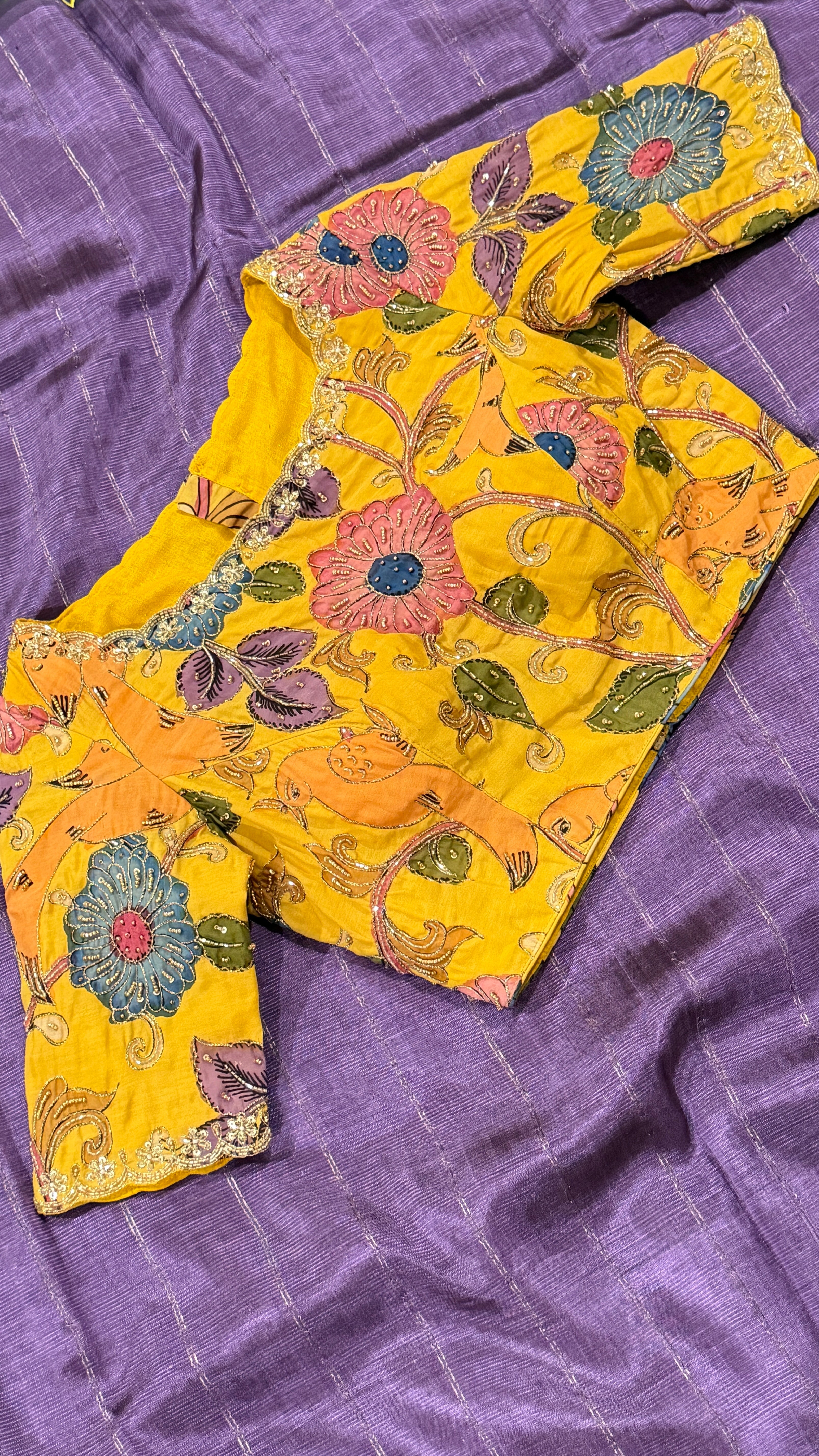 Yellow Pen-Kalamkari Blouse