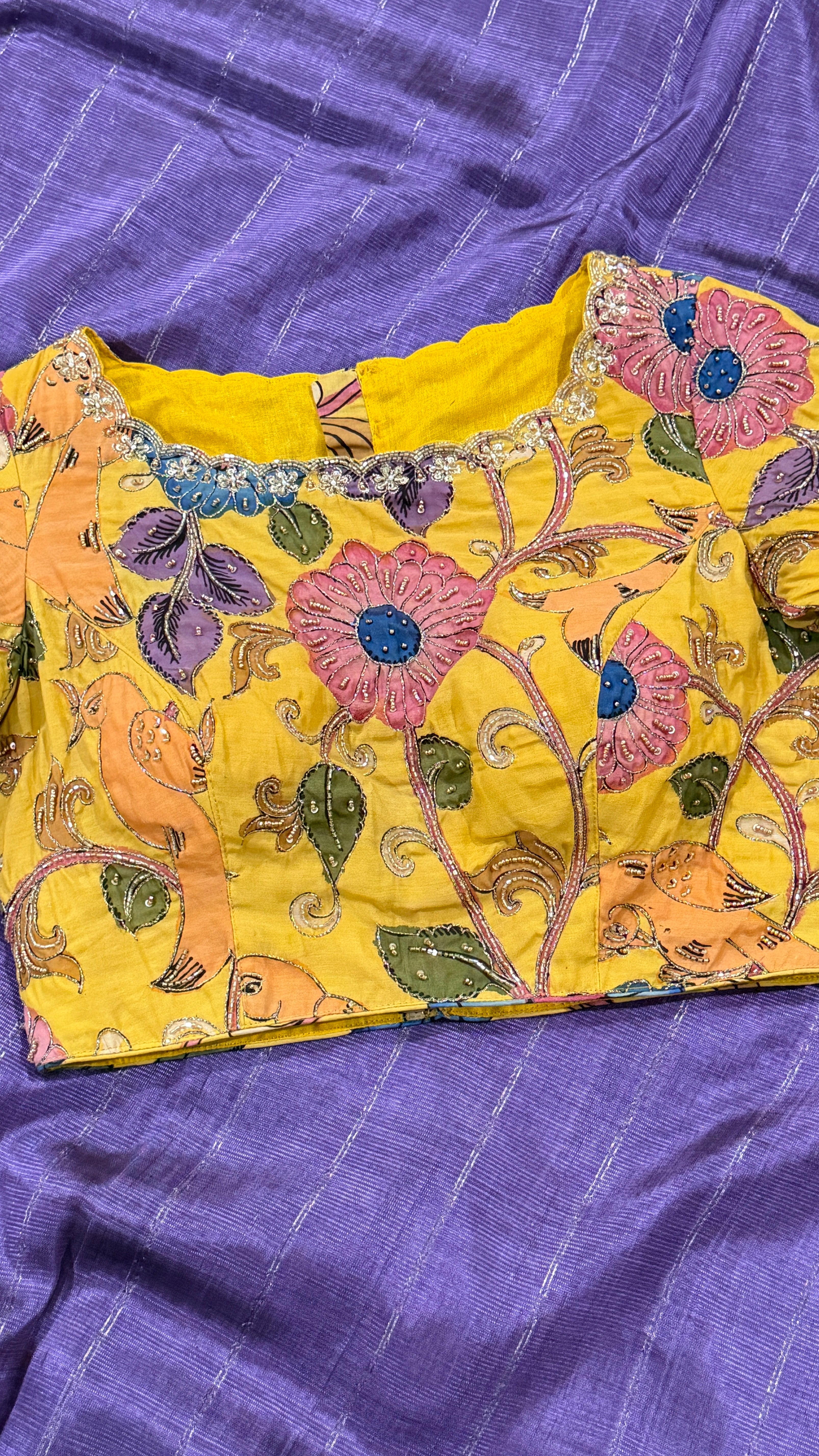 Yellow Pen-Kalamkari Blouse