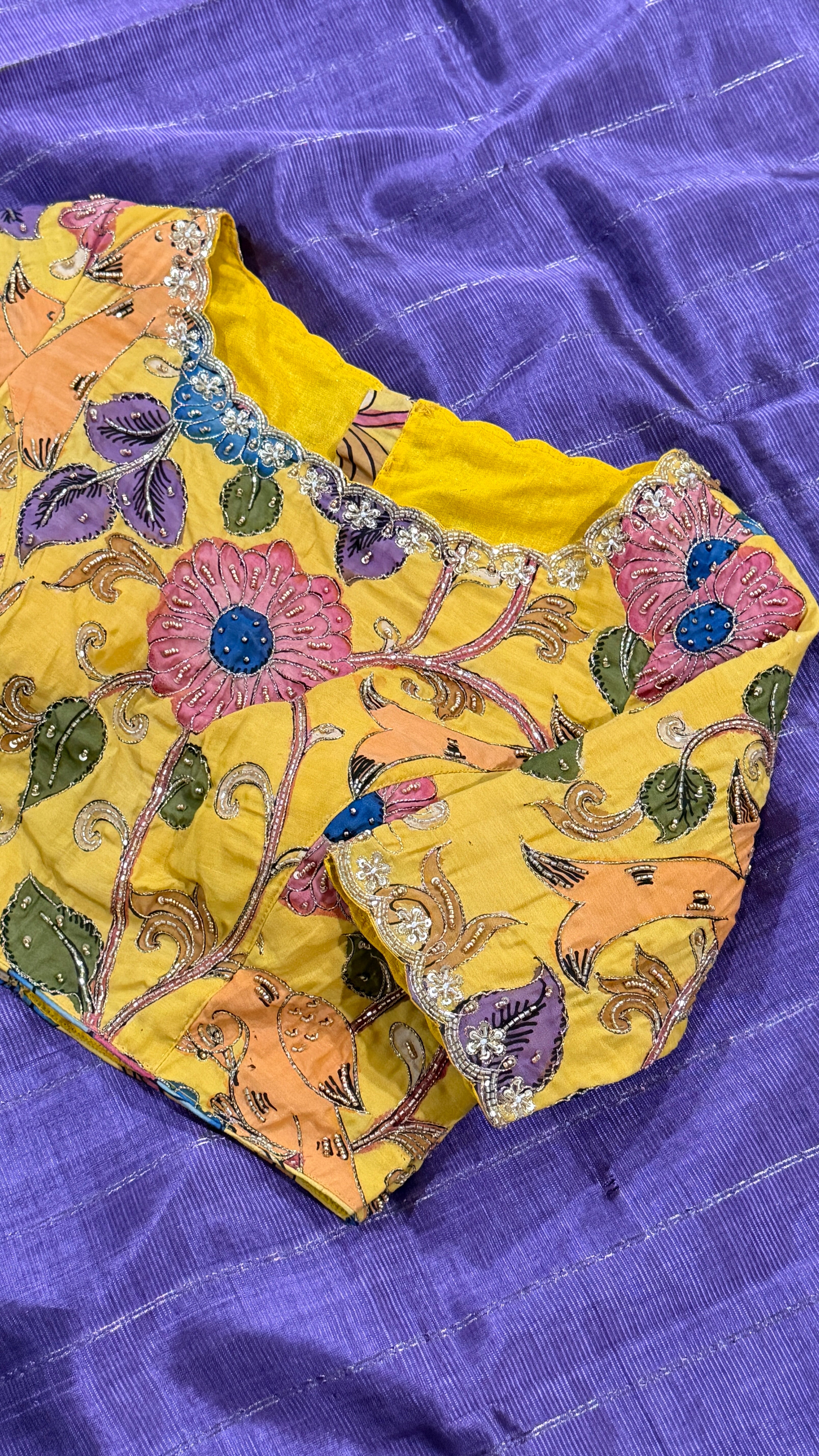 Yellow Pen-Kalamkari Blouse