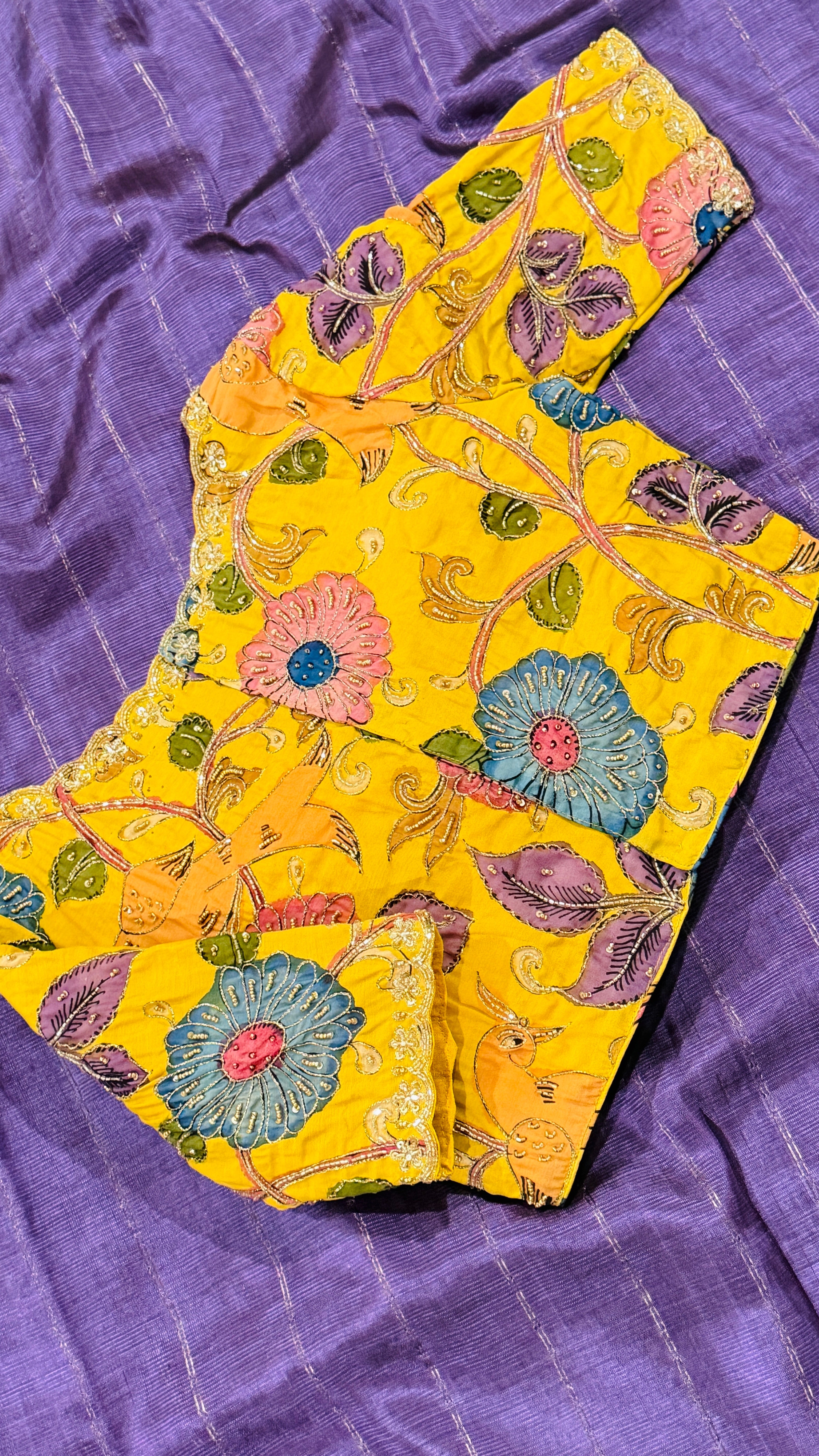 Yellow Pen-Kalamkari Blouse