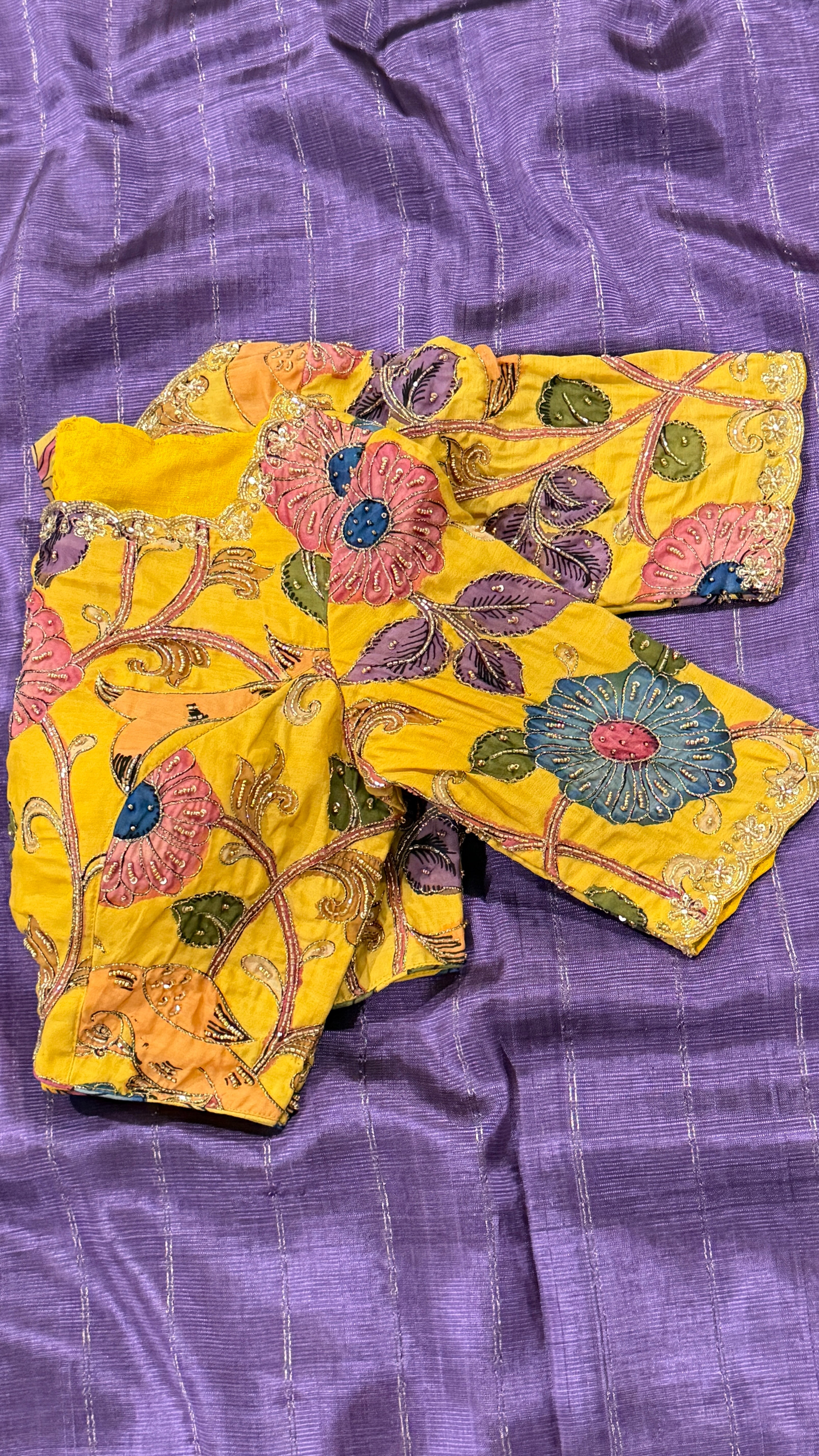 Yellow Pen-Kalamkari Blouse