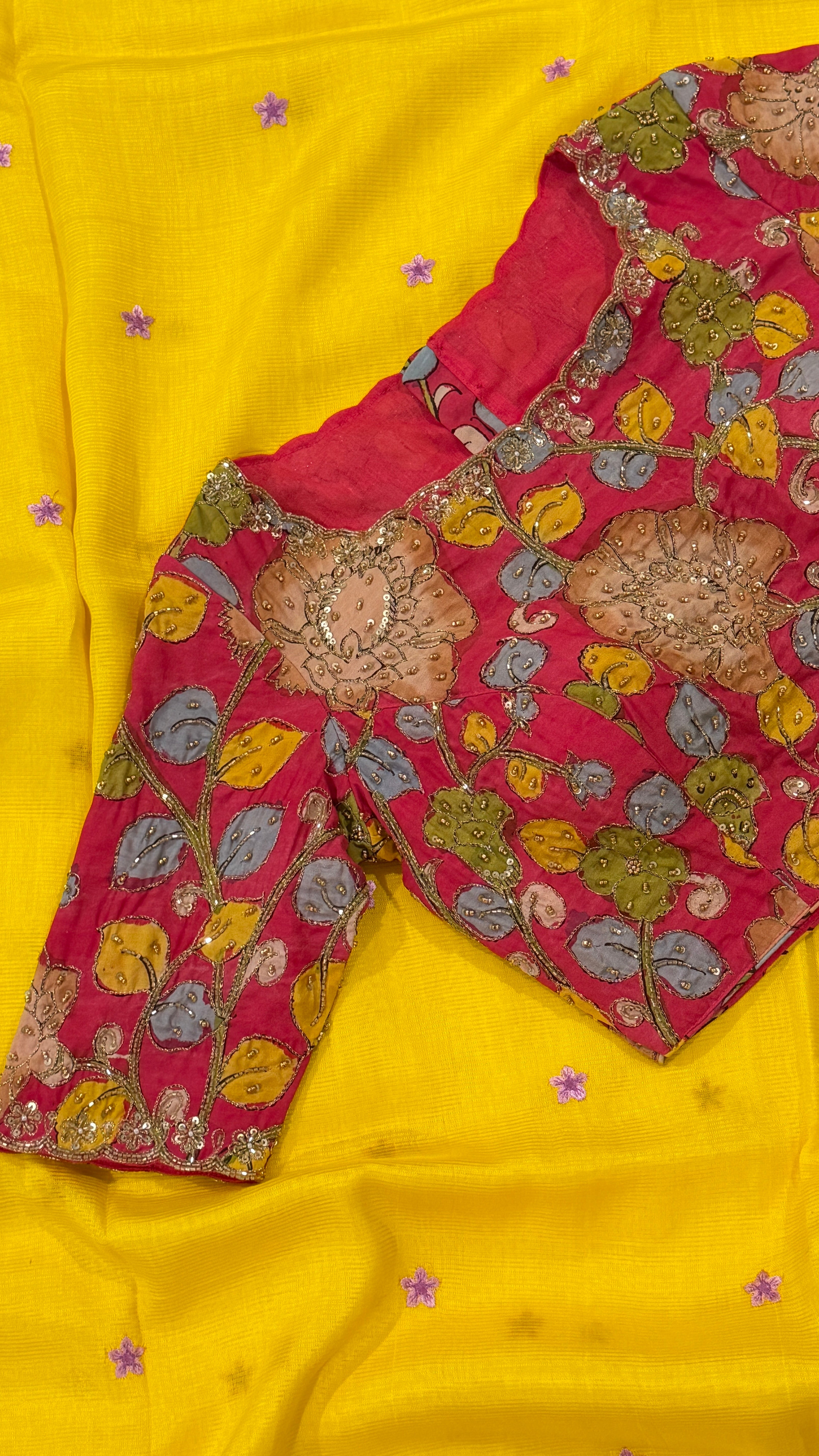 Pink Pen-Kalamkari Blouse