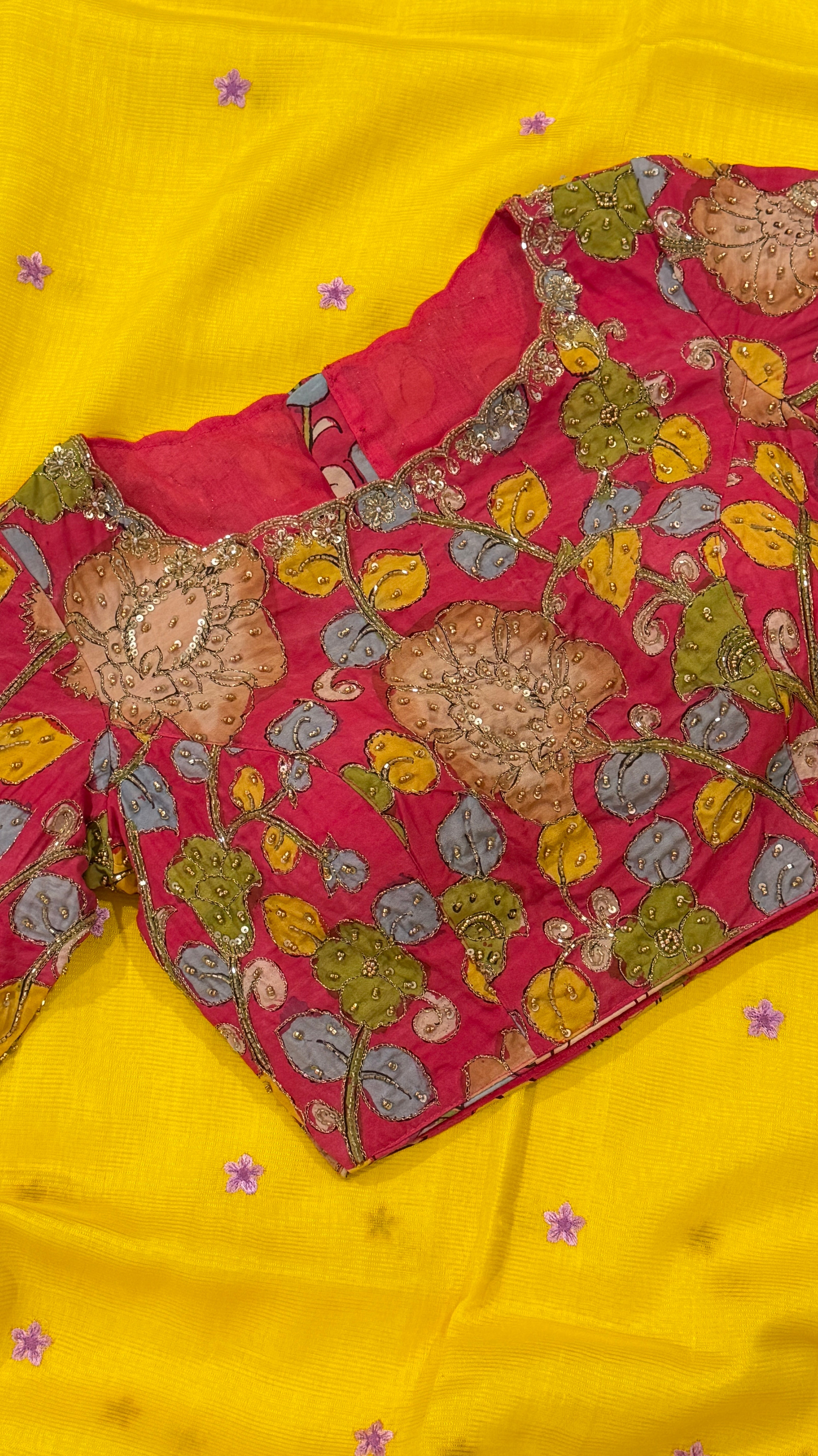 Pink Pen-Kalamkari Blouse