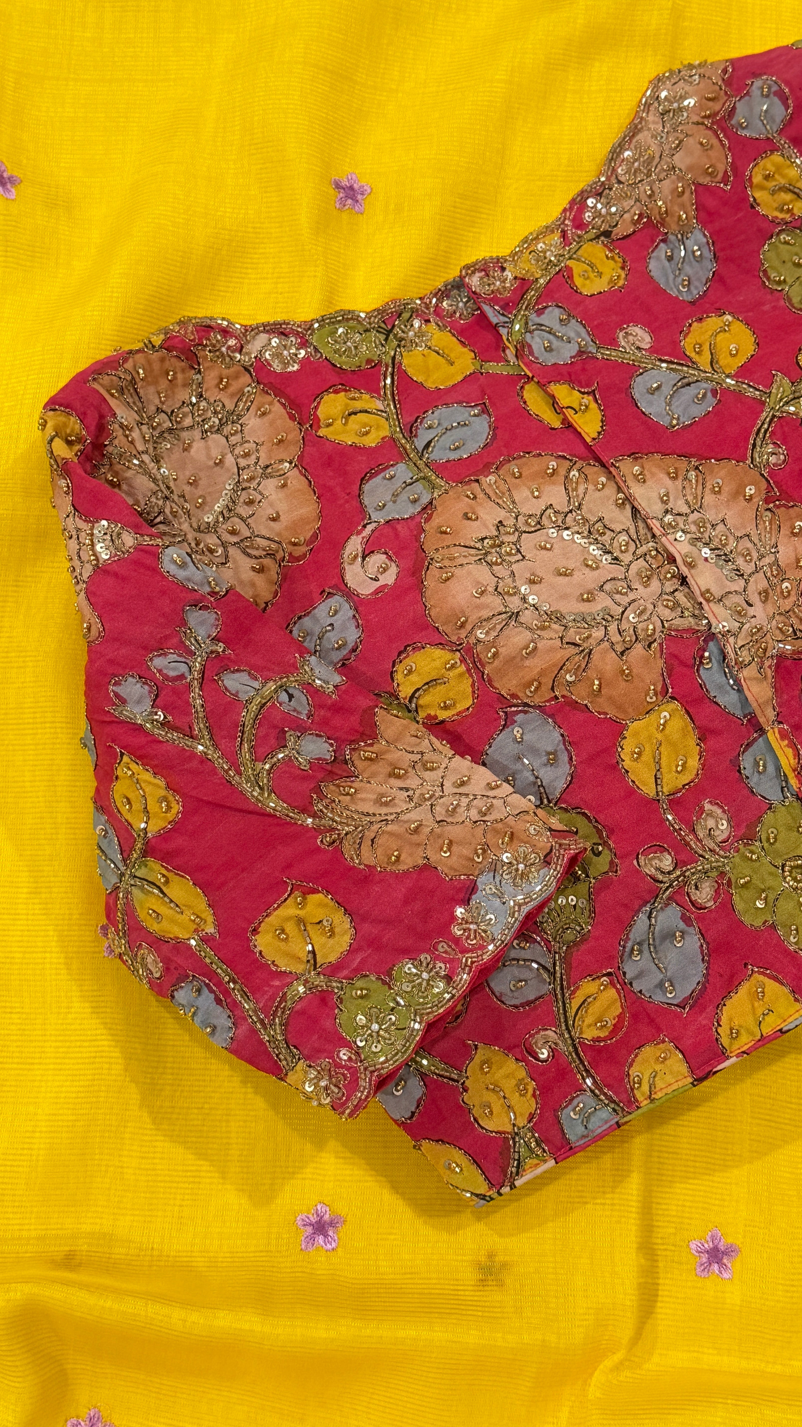 Pink Pen-Kalamkari Blouse