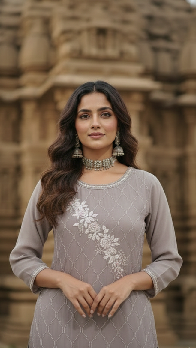 Grey Shine Sharara Suit