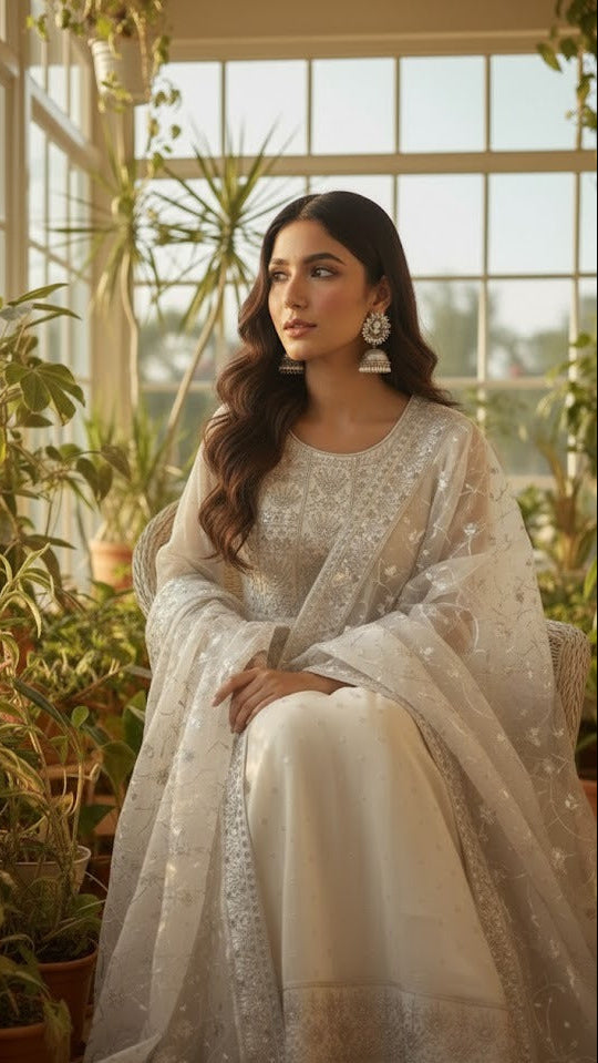 Ivory Organza Nyra Anarkali
