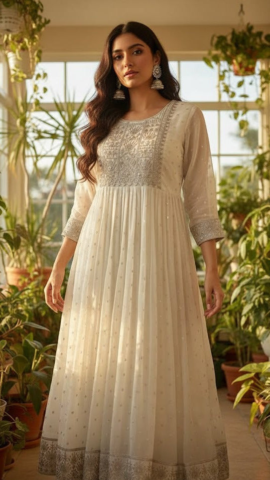 Ivory Organza Nyra Anarkali