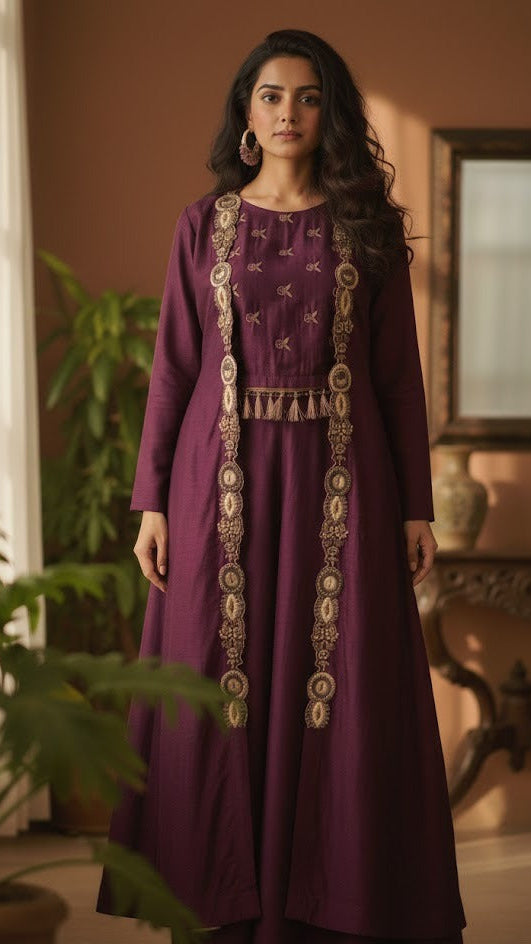 Wine Croptop Sharara