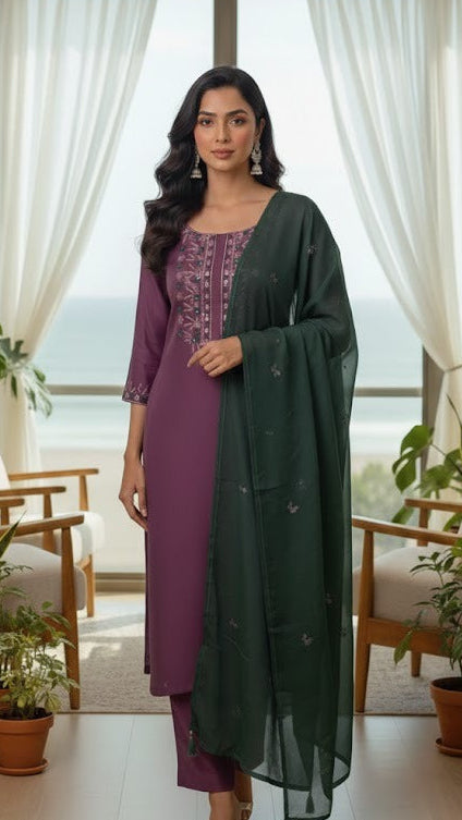 Plum Forest Embroidered Suit