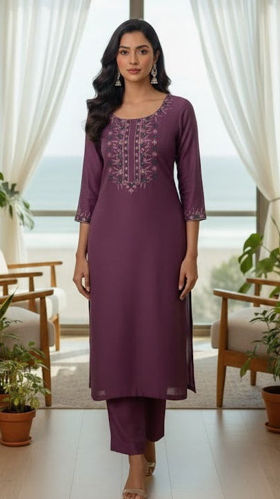 Plum Forest Embroidered Suit