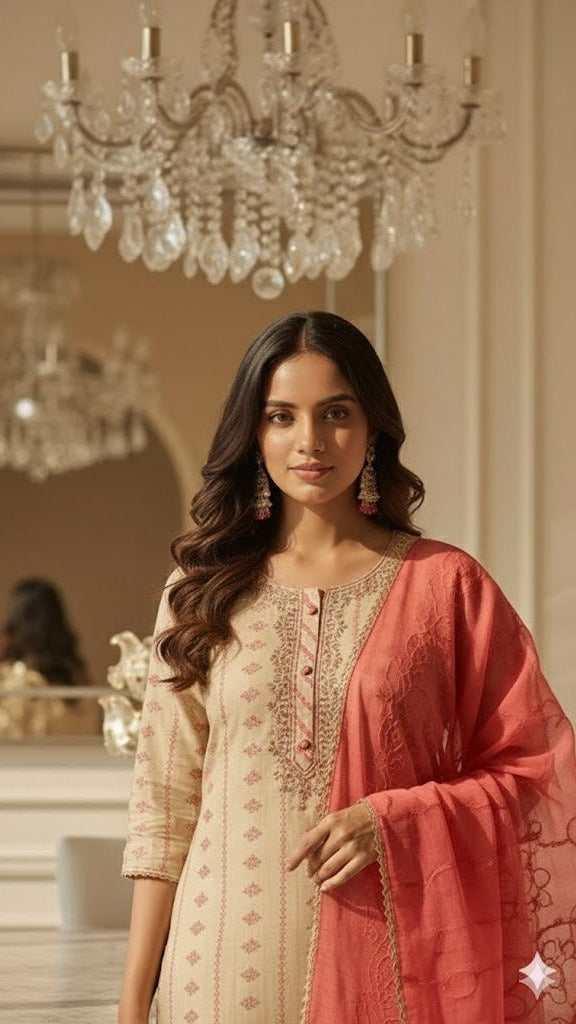 Rosy Ivory Salwar Suit