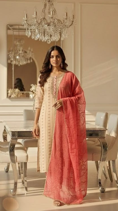 Rosy Ivory Salwar Suit