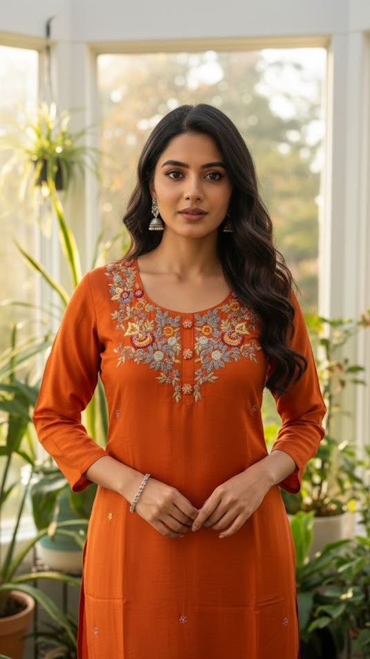 Rust Embroidered Suit