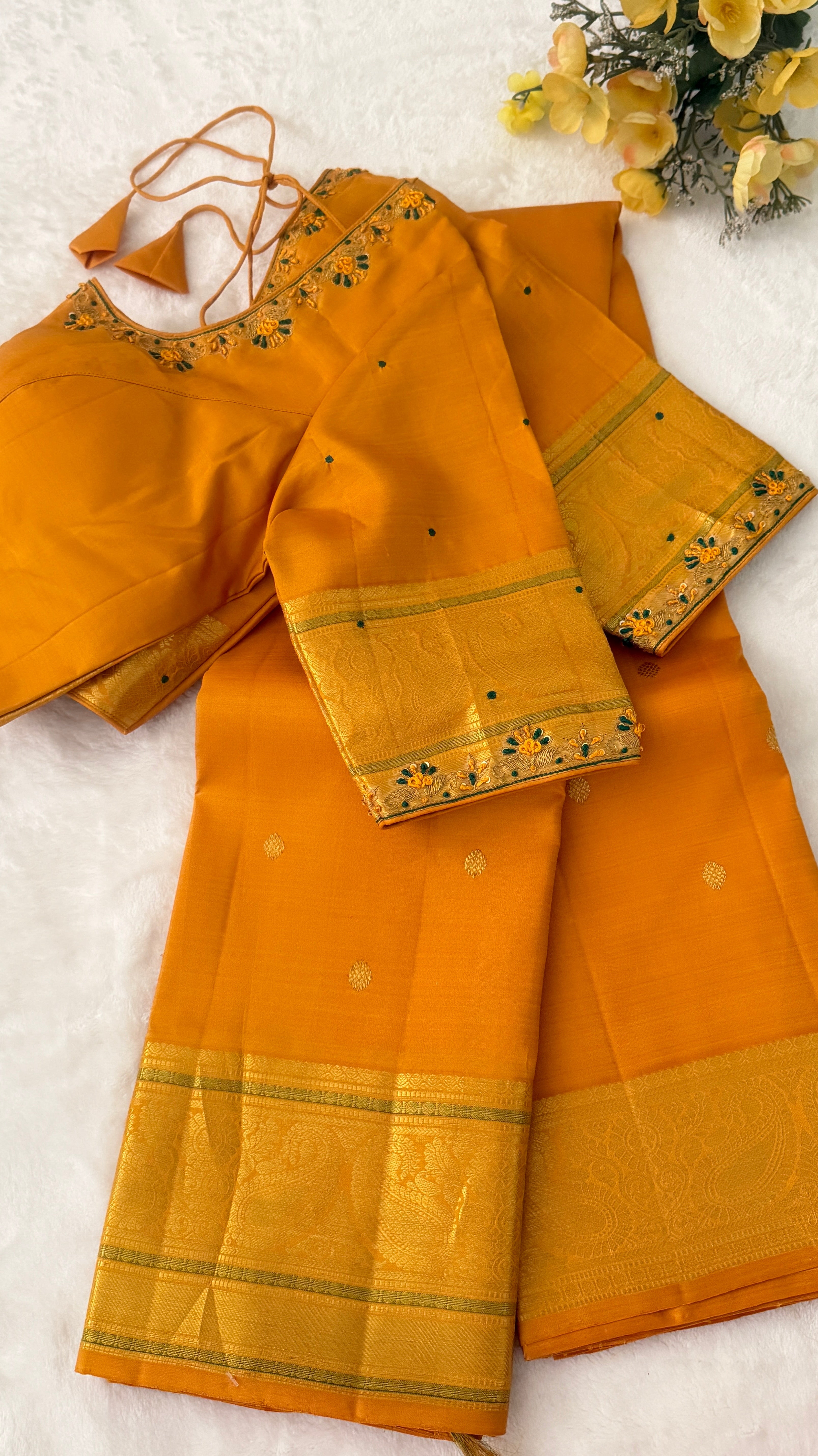 Mustard Kanchipuram Silk Saree