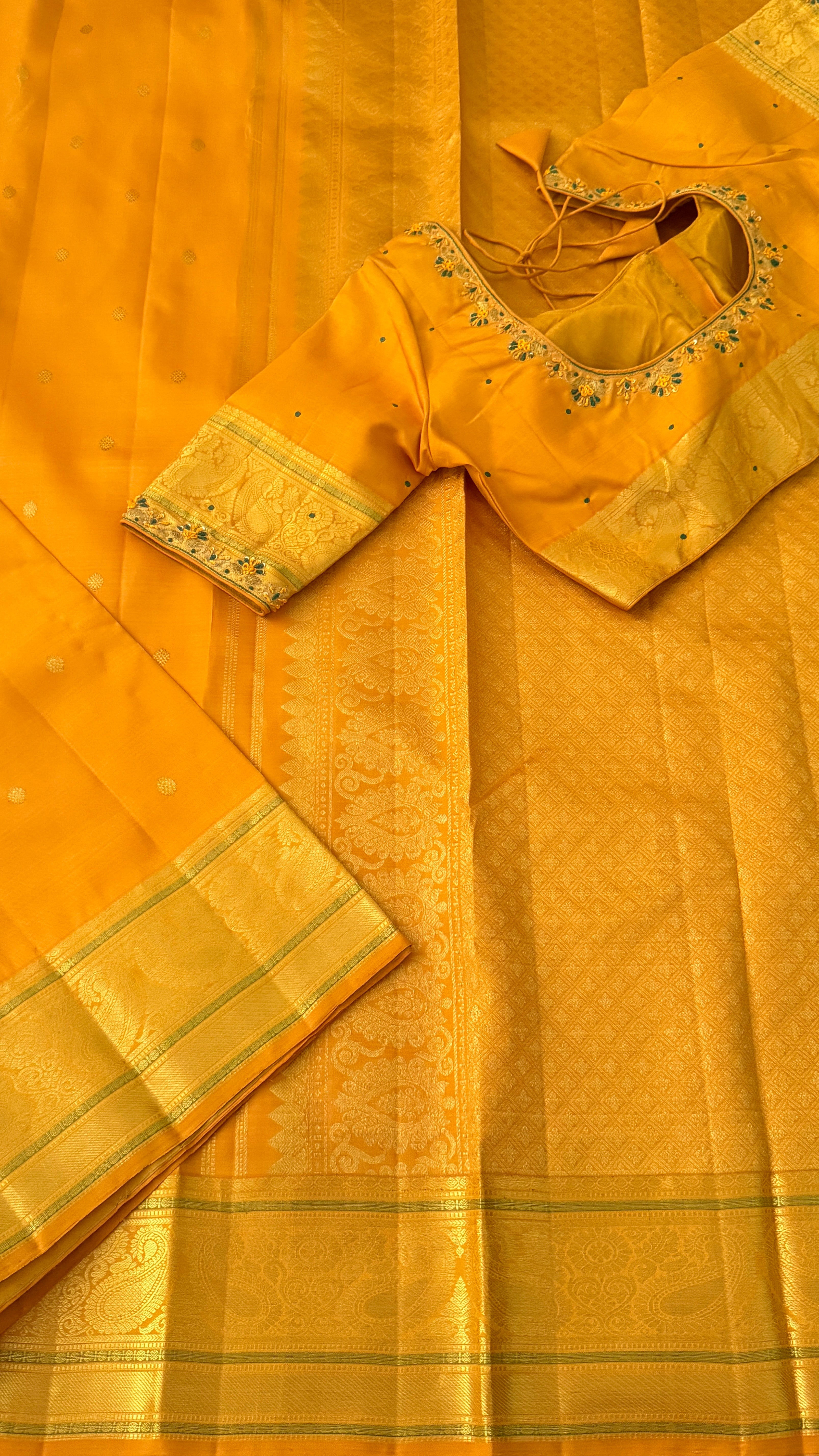 Mustard Kanchipuram Silk Saree