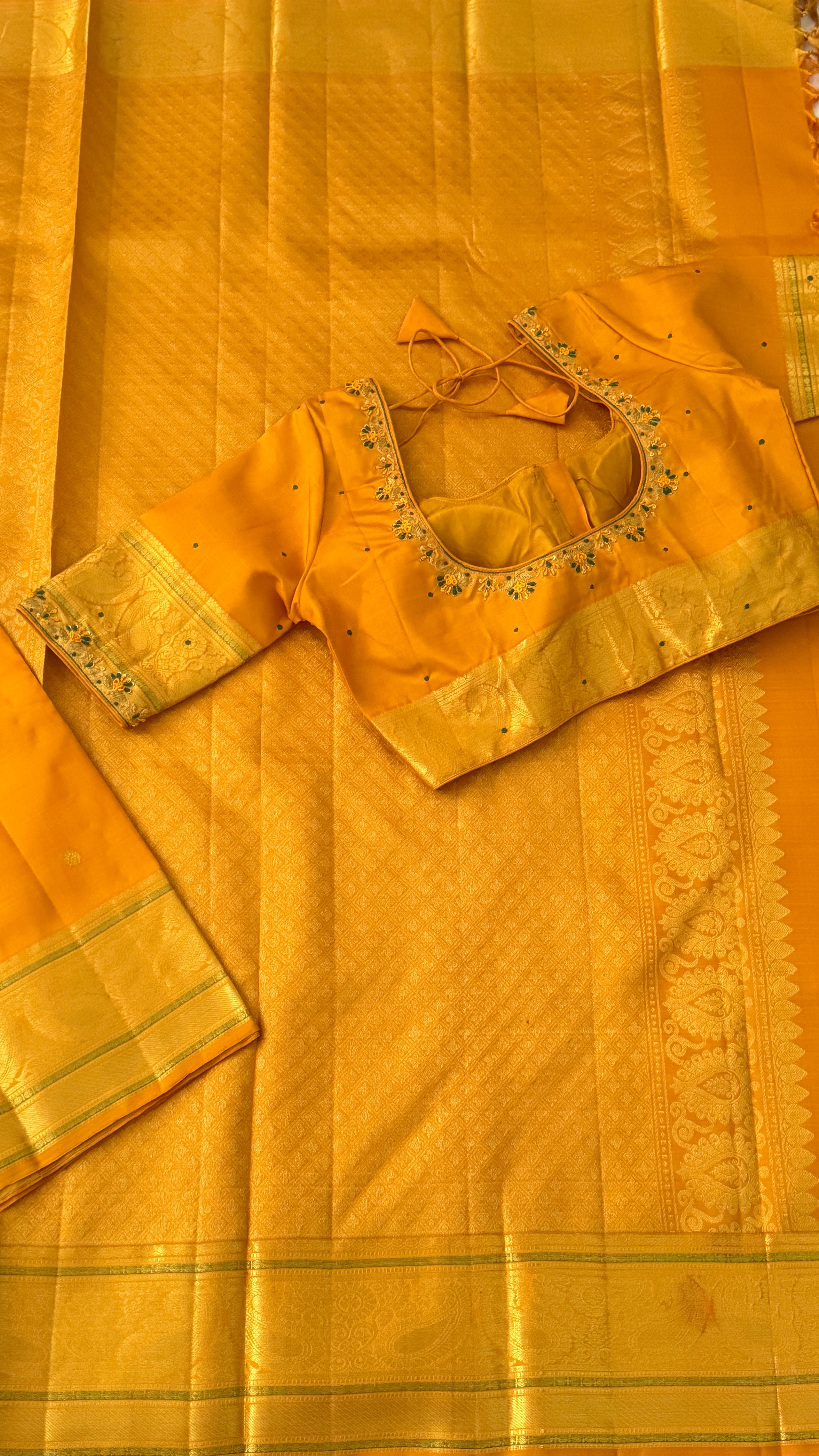 Mustard Kanchipuram Silk Saree