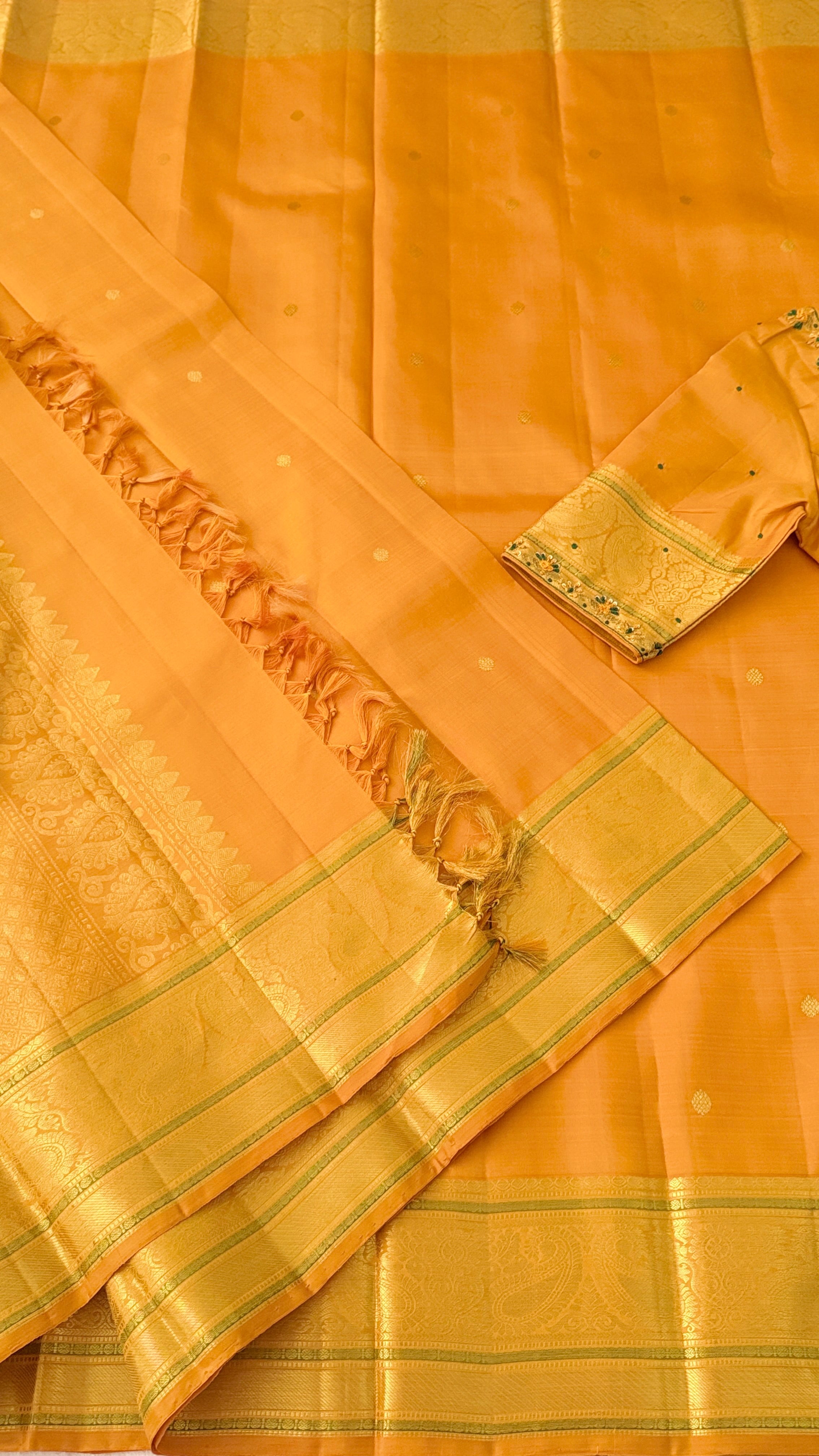 Mustard Kanchipuram Silk Saree