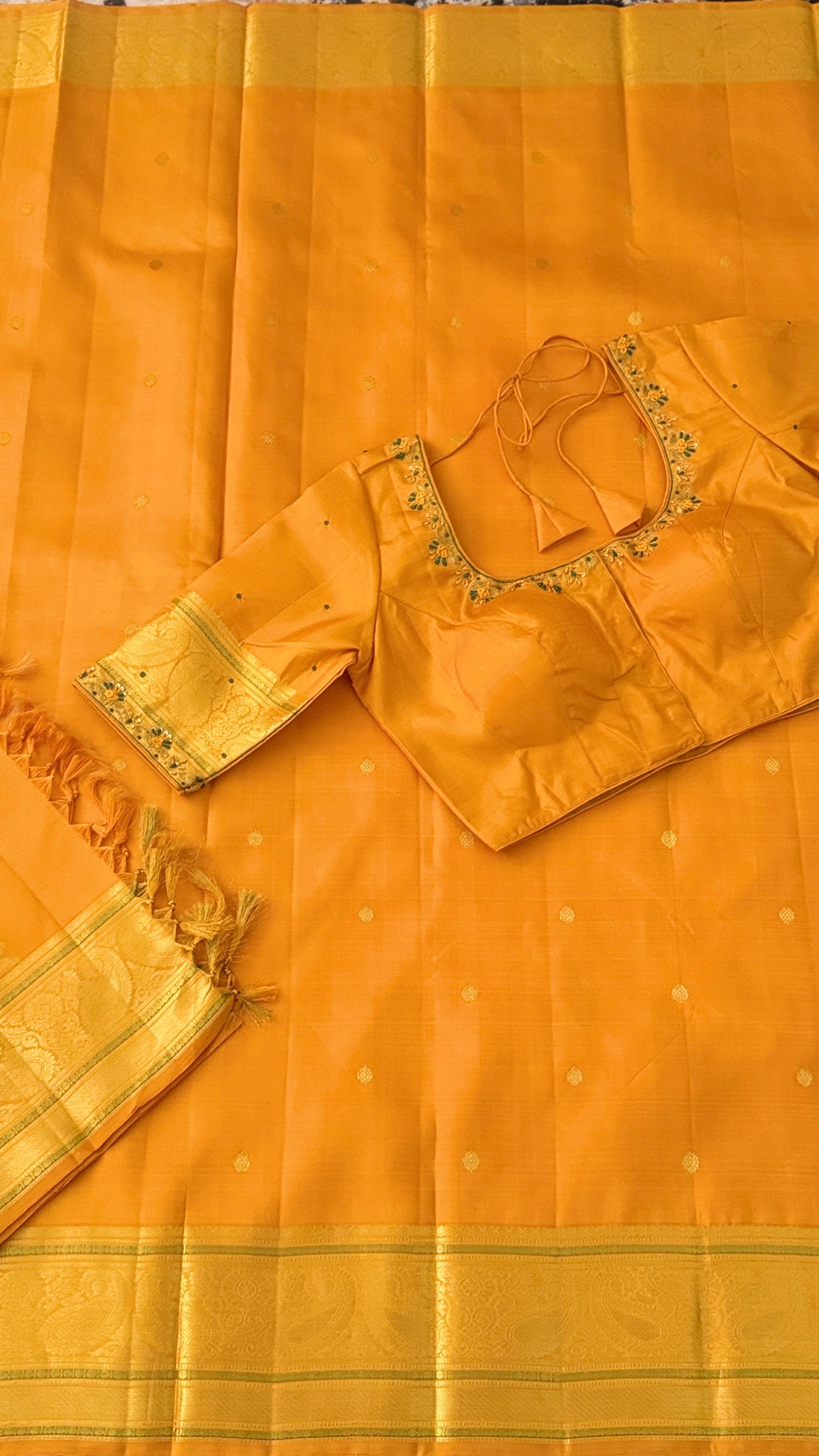 Mustard Kanchipuram Silk Saree