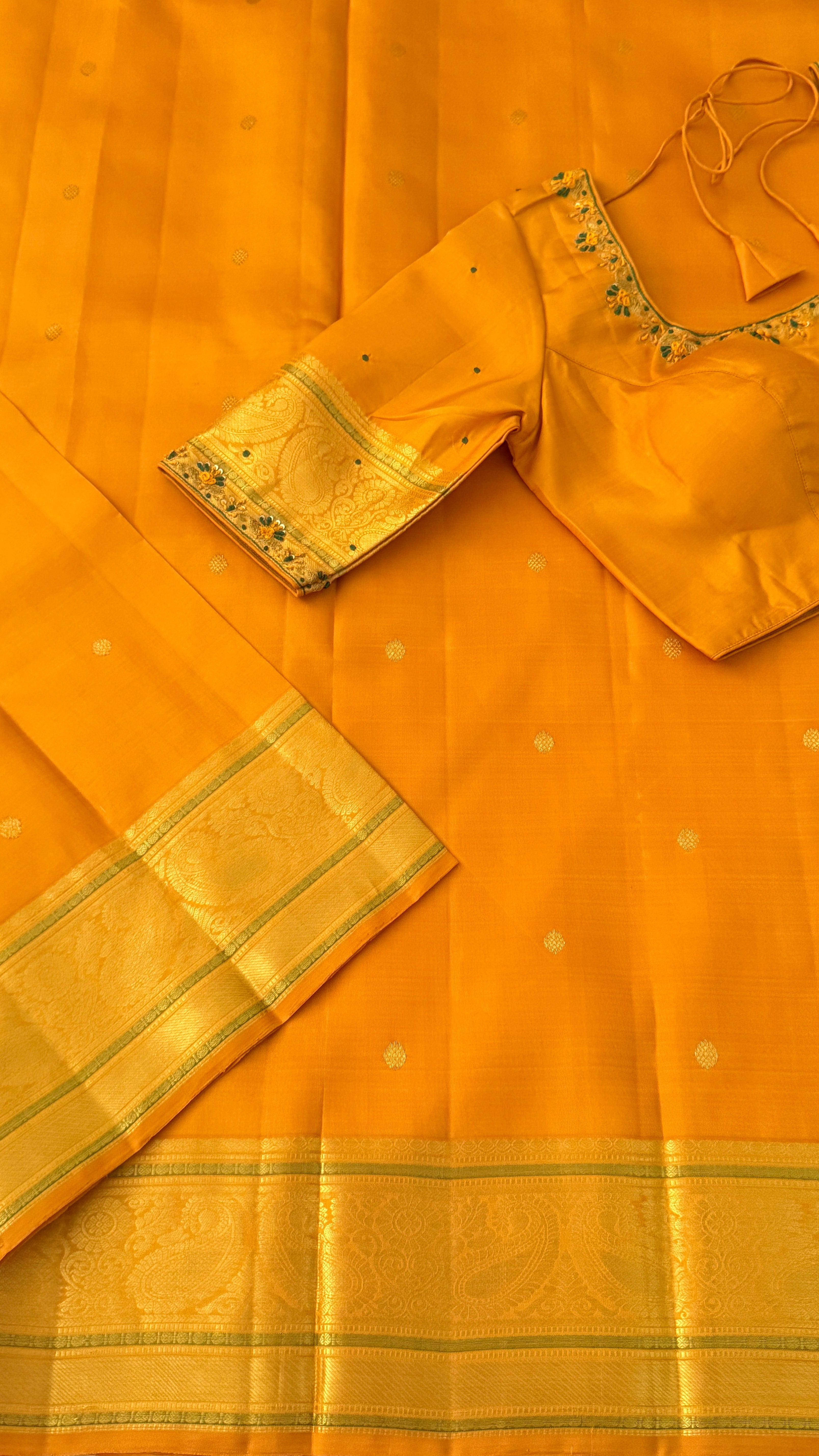 Mustard Kanchipuram Silk Saree