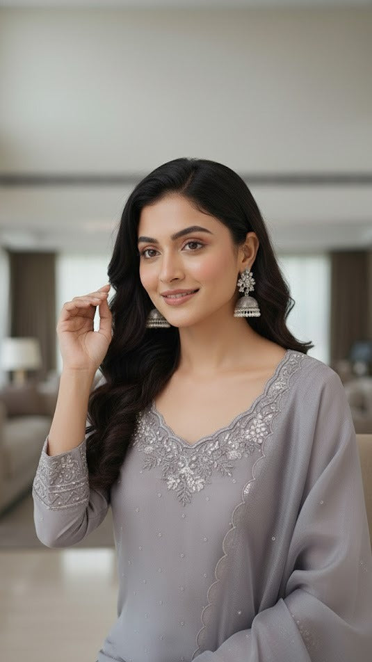 Lilac Embroidered Suit