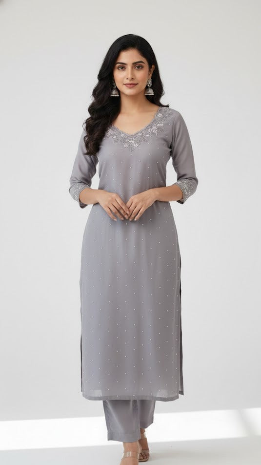 Lilac Embroidered Suit